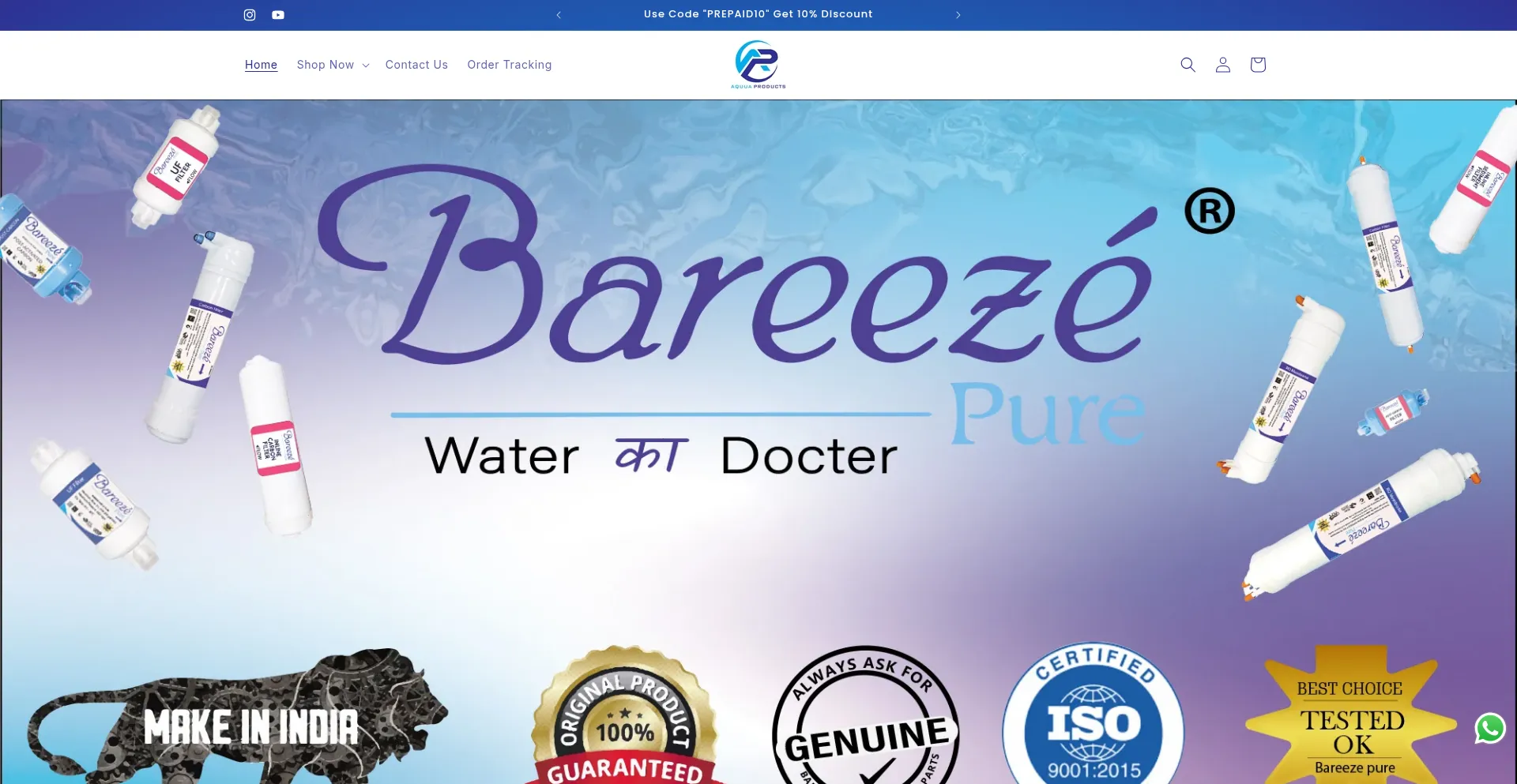 Website screenshot of Aquaproduct.in