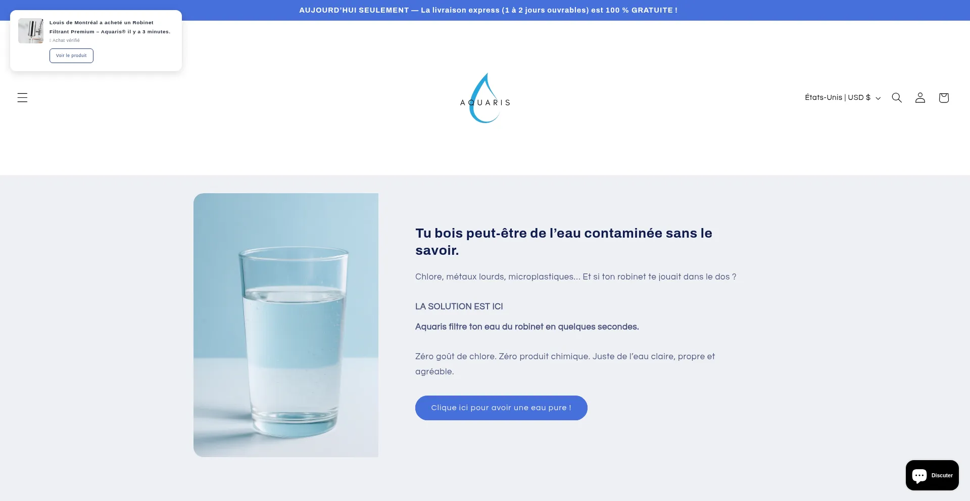 Website screenshot of Aquaris.store