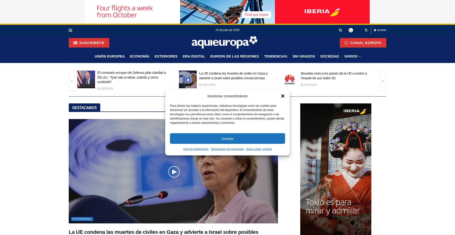 Website screenshot of Aquieuropa.com