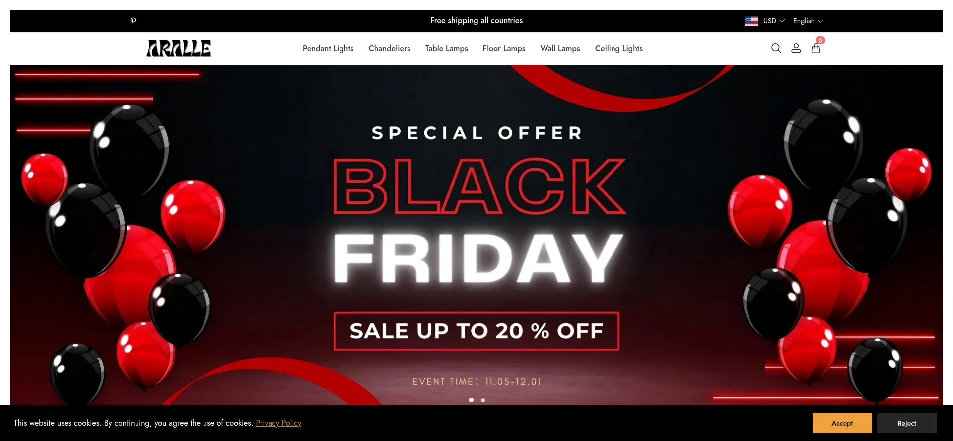 Website screenshot of Aralle.com