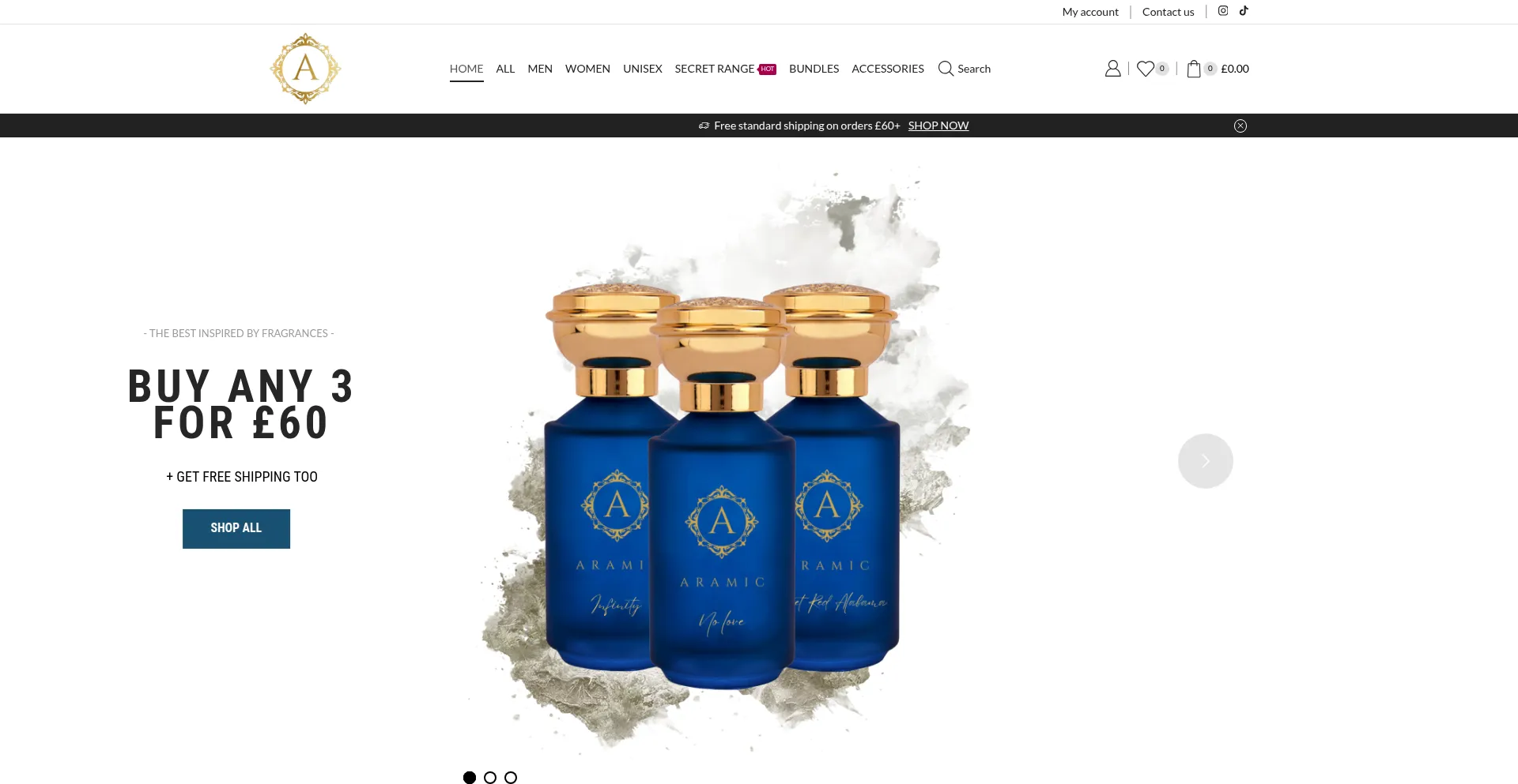 Website screenshot of Aramic.com