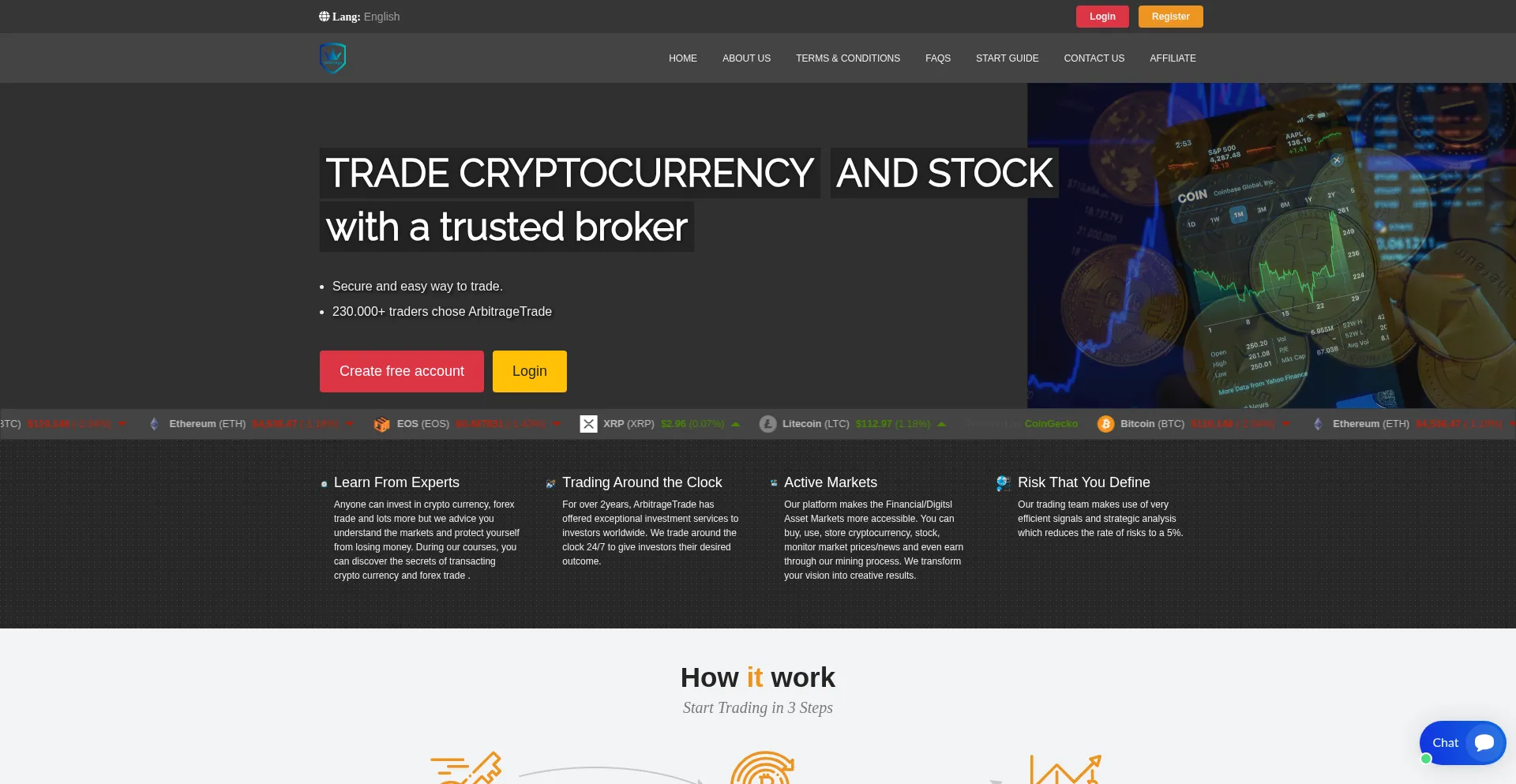 Website screenshot of Arbitrage-trade.com
