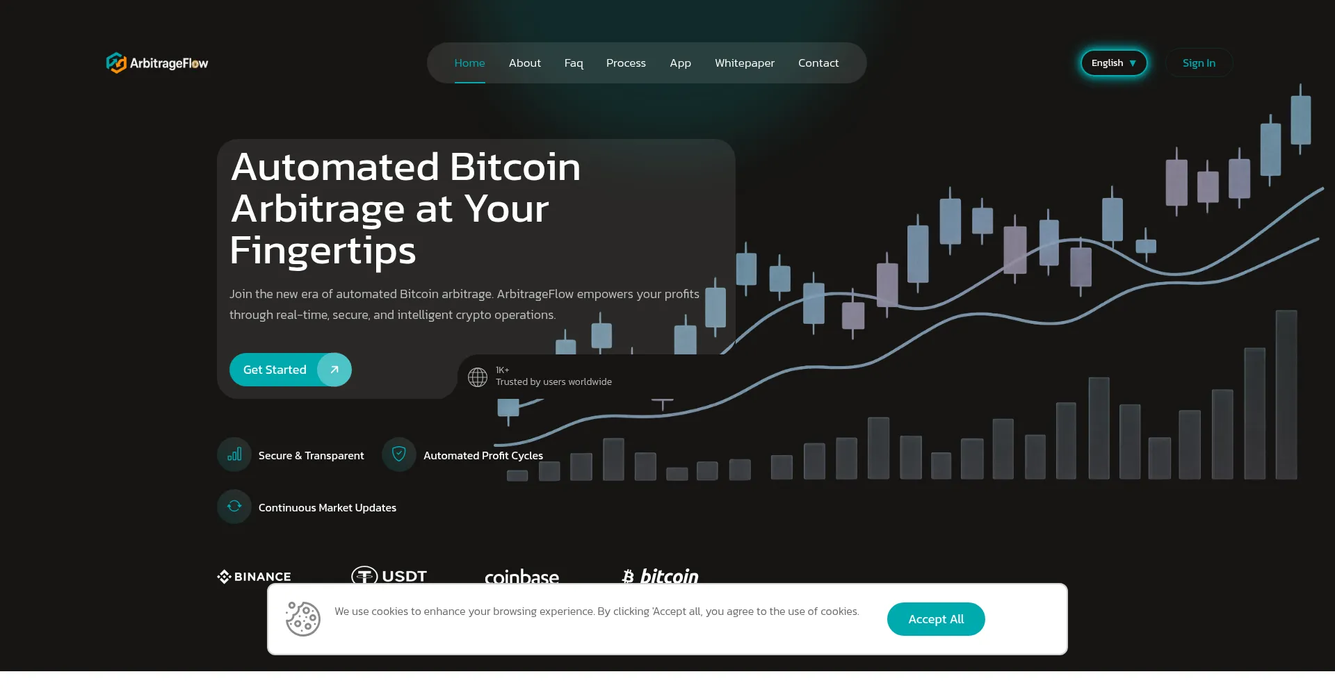 Website screenshot of Arbitrageflow.ltd
