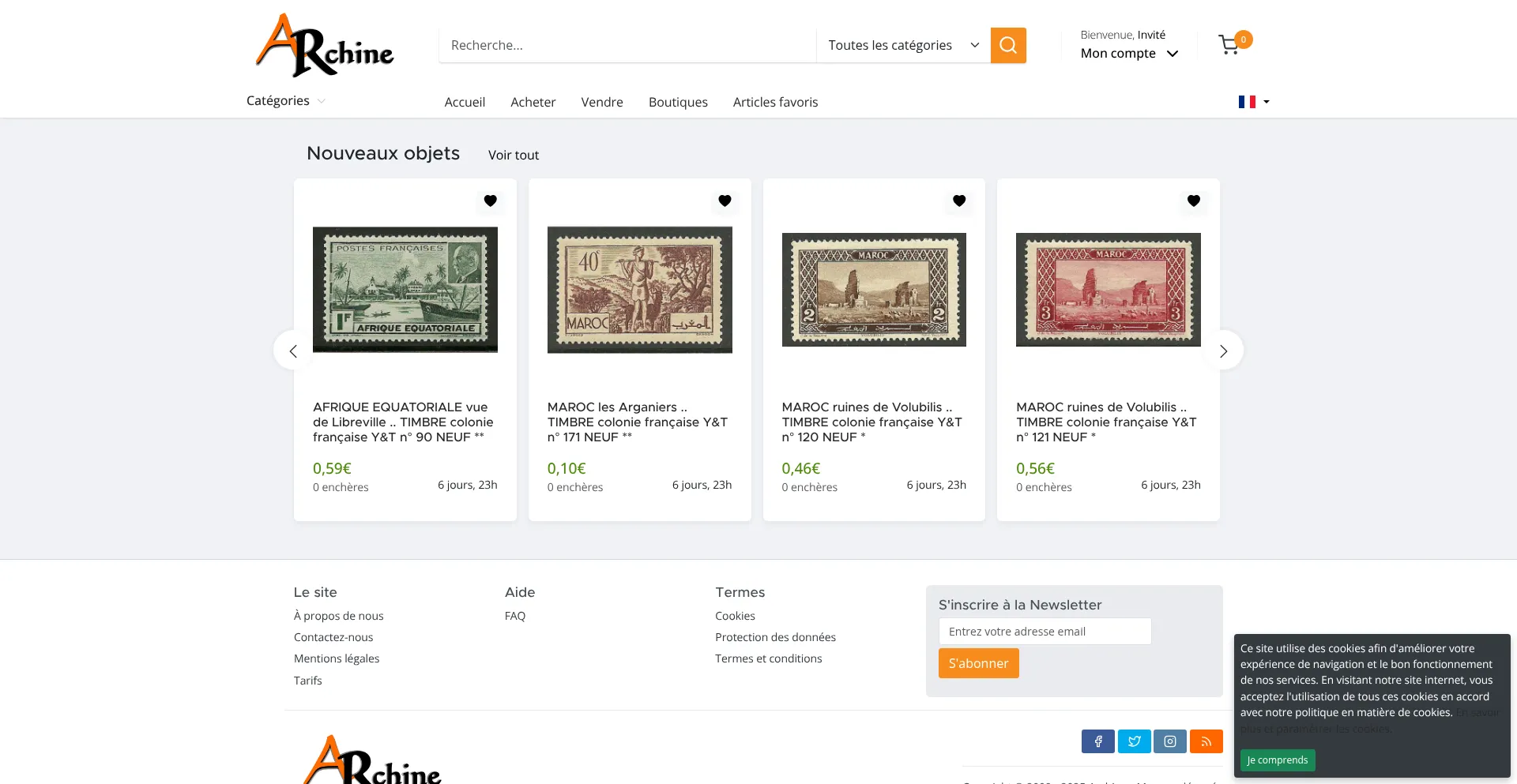 Website screenshot of Archine.com
