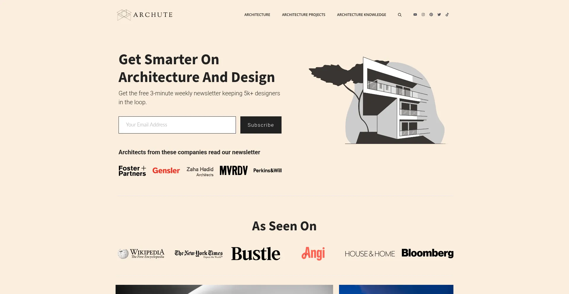 Website screenshot of Archute.com