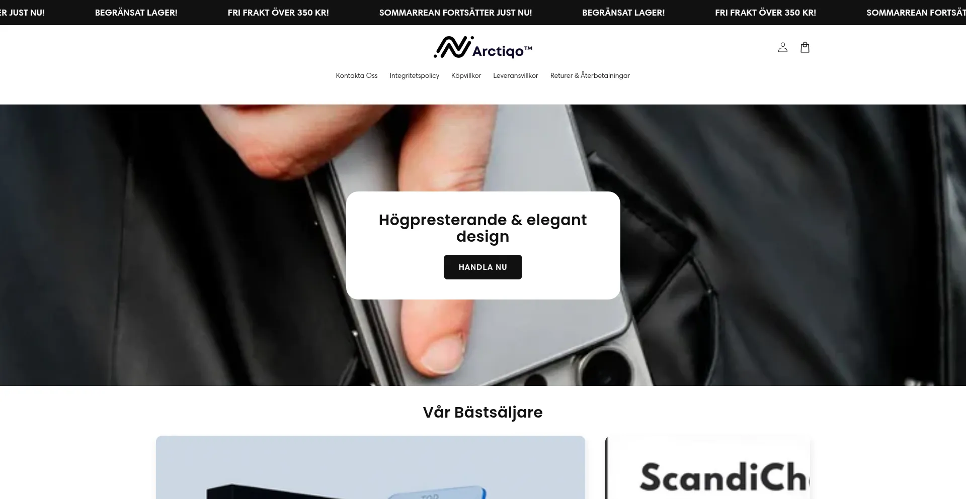 Website screenshot of Arctiqo.se