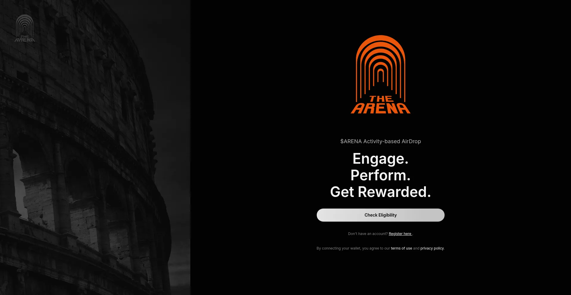 Website screenshot of Arena-allocation.xyz