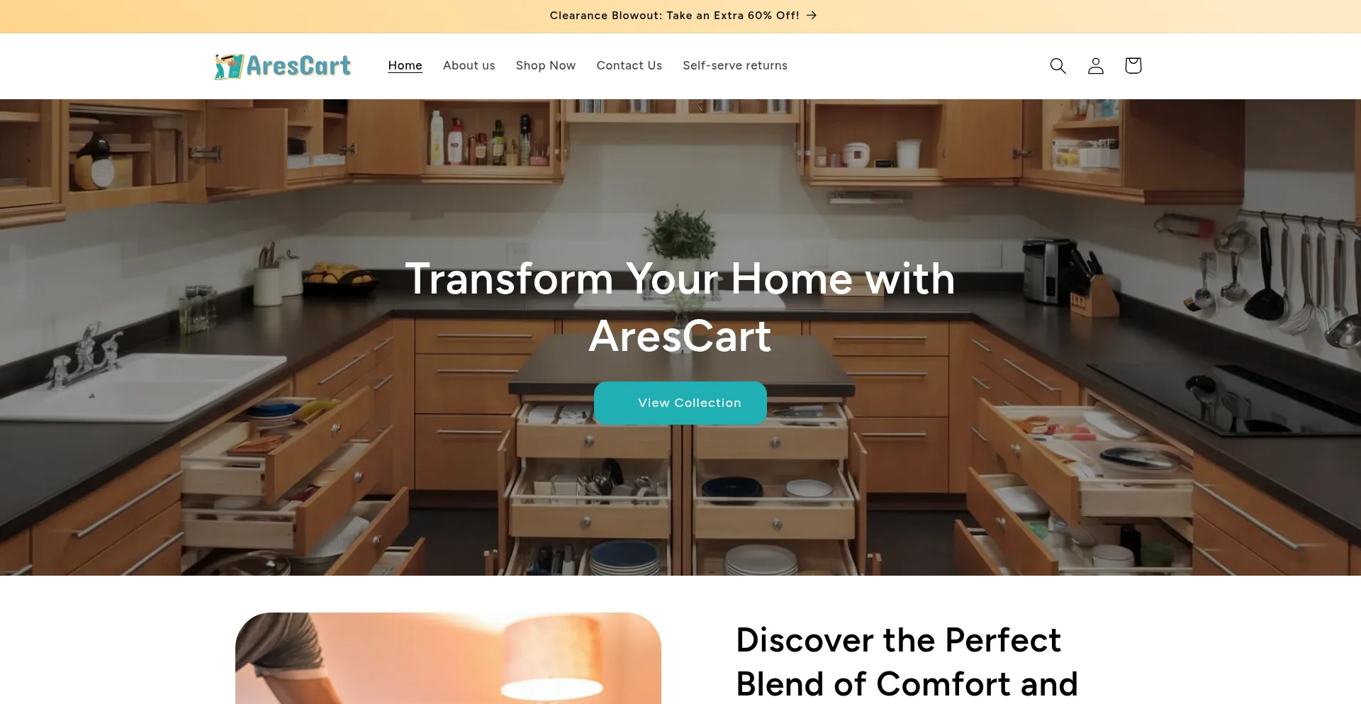 Website screenshot of Arescart.shop