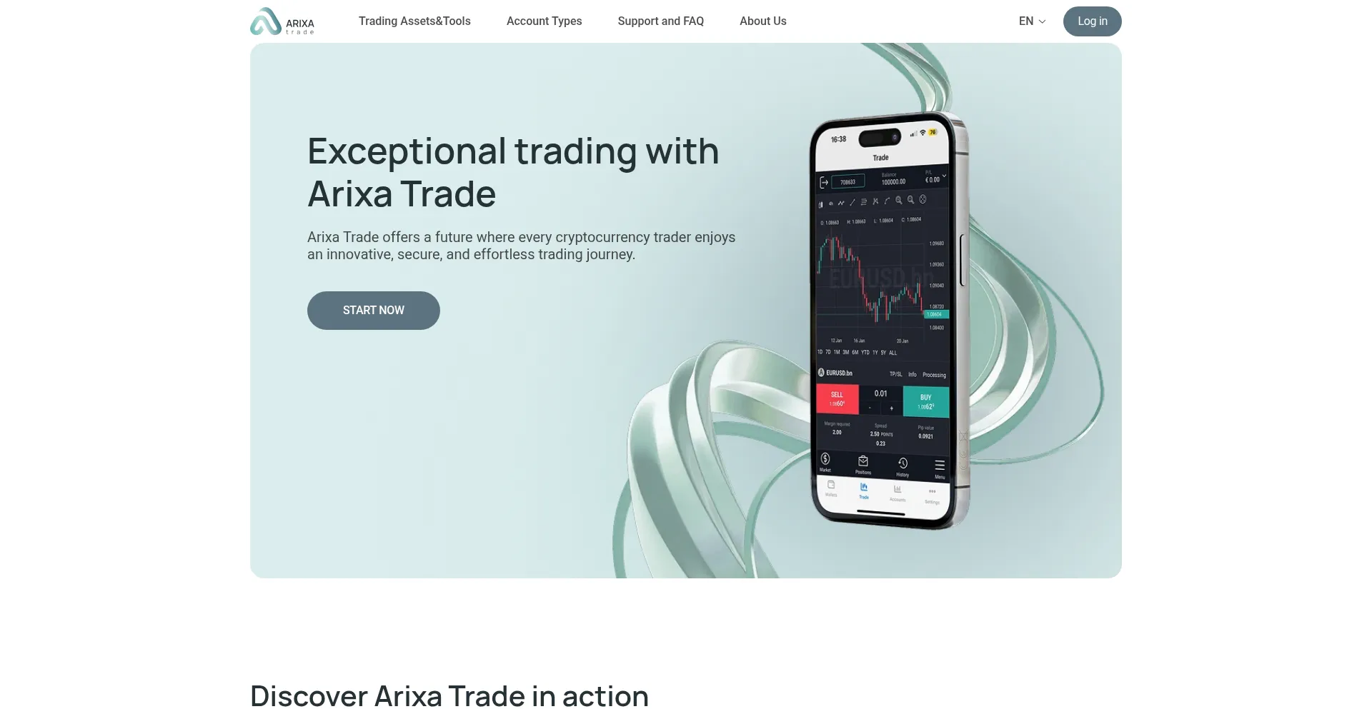 Website screenshot of Arixatrade.com