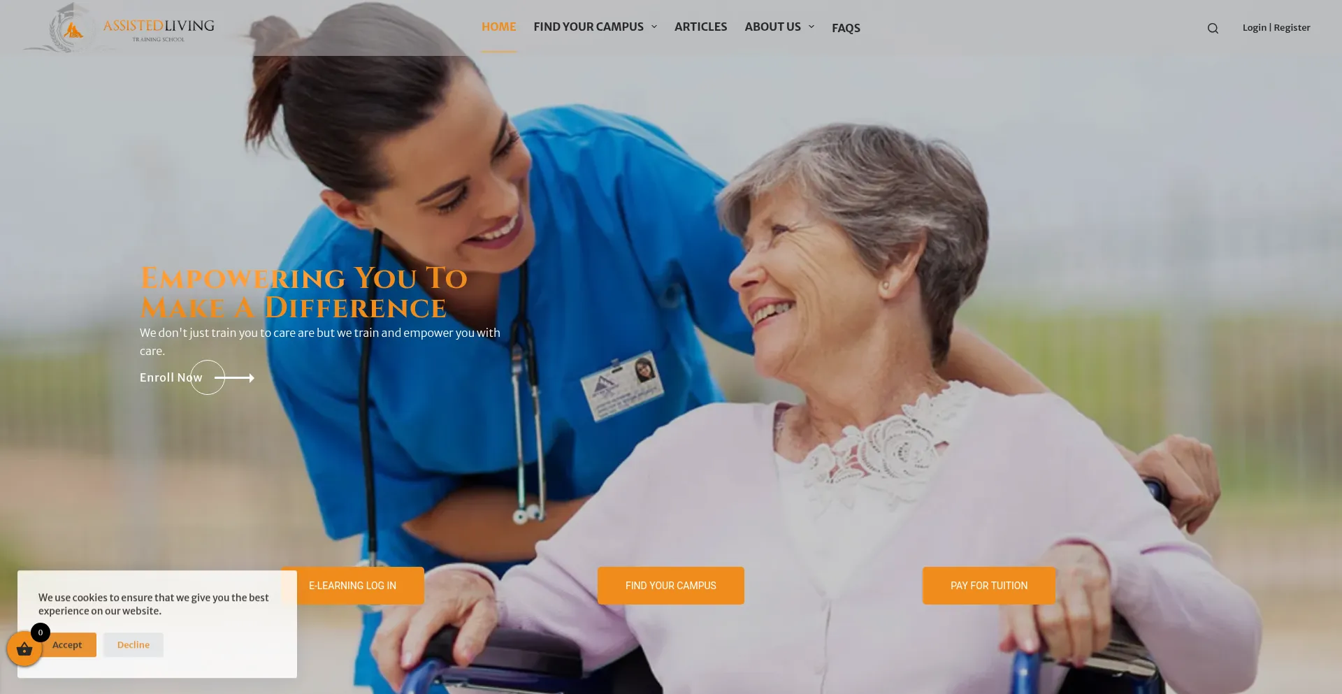 Website screenshot of Arizonacaregivertraining.net