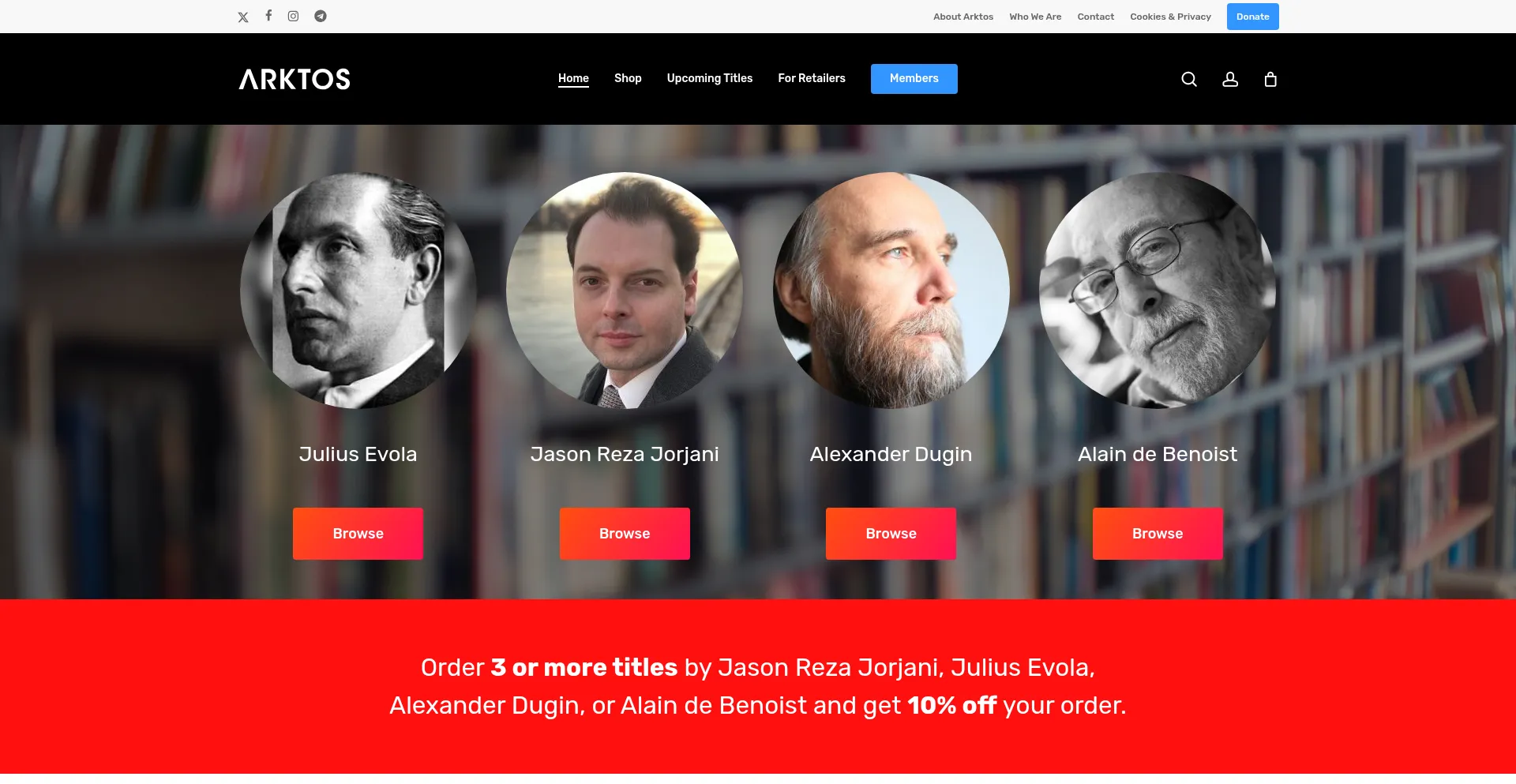 Website screenshot of Arktos.com
