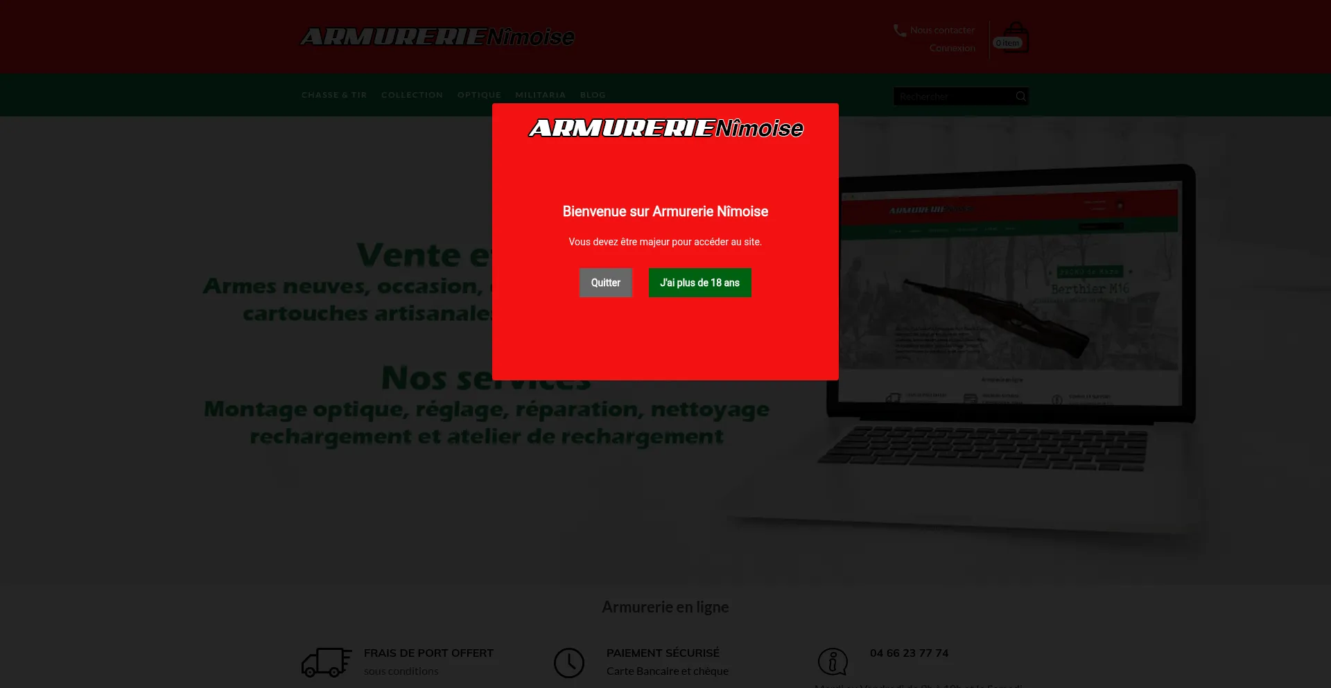 Website screenshot of Armurerienimoise.com