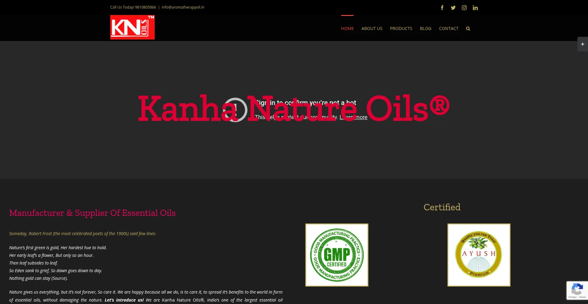 Website screenshot of Aromatherapyoil.in