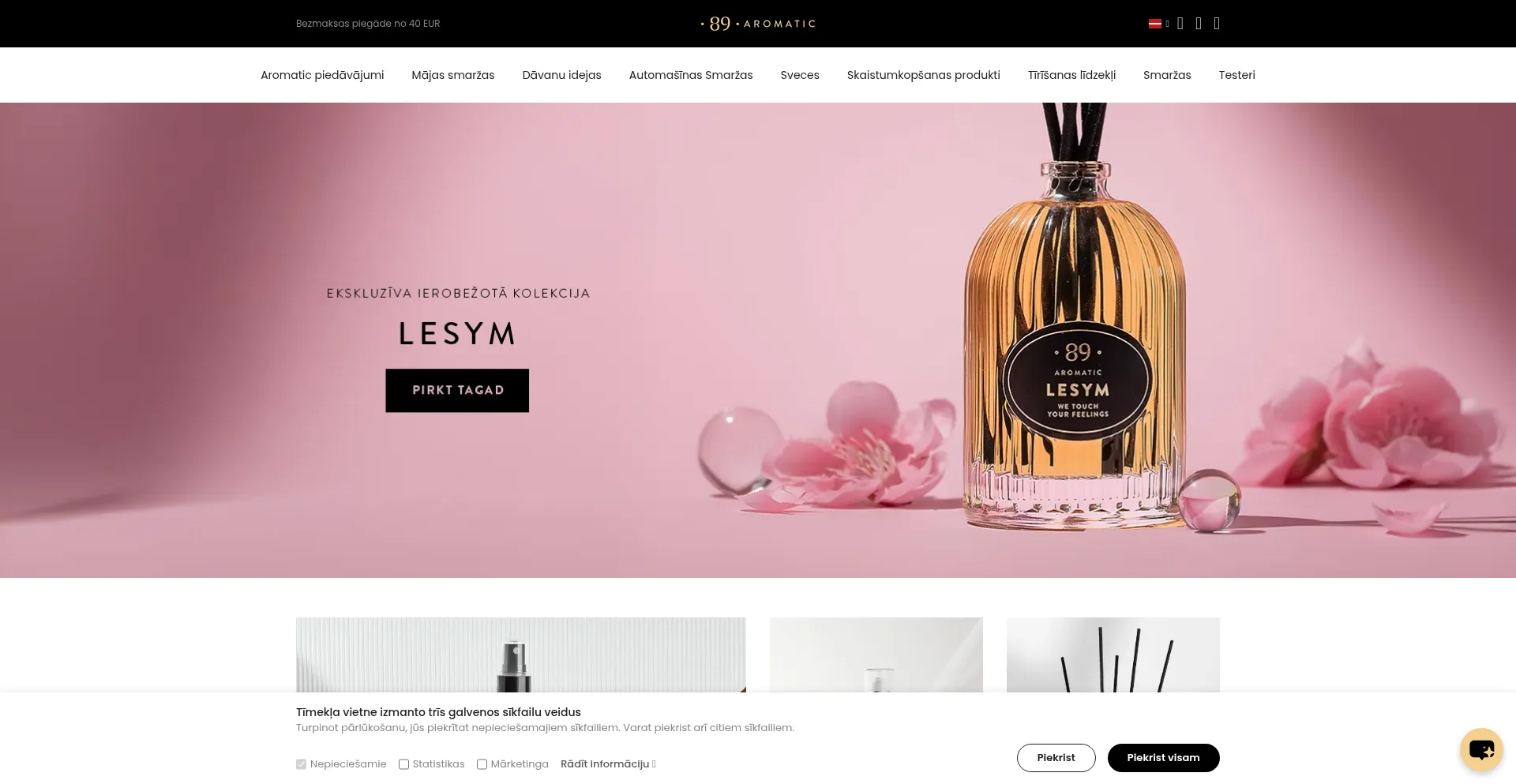 Website screenshot of Aromatic89.lv