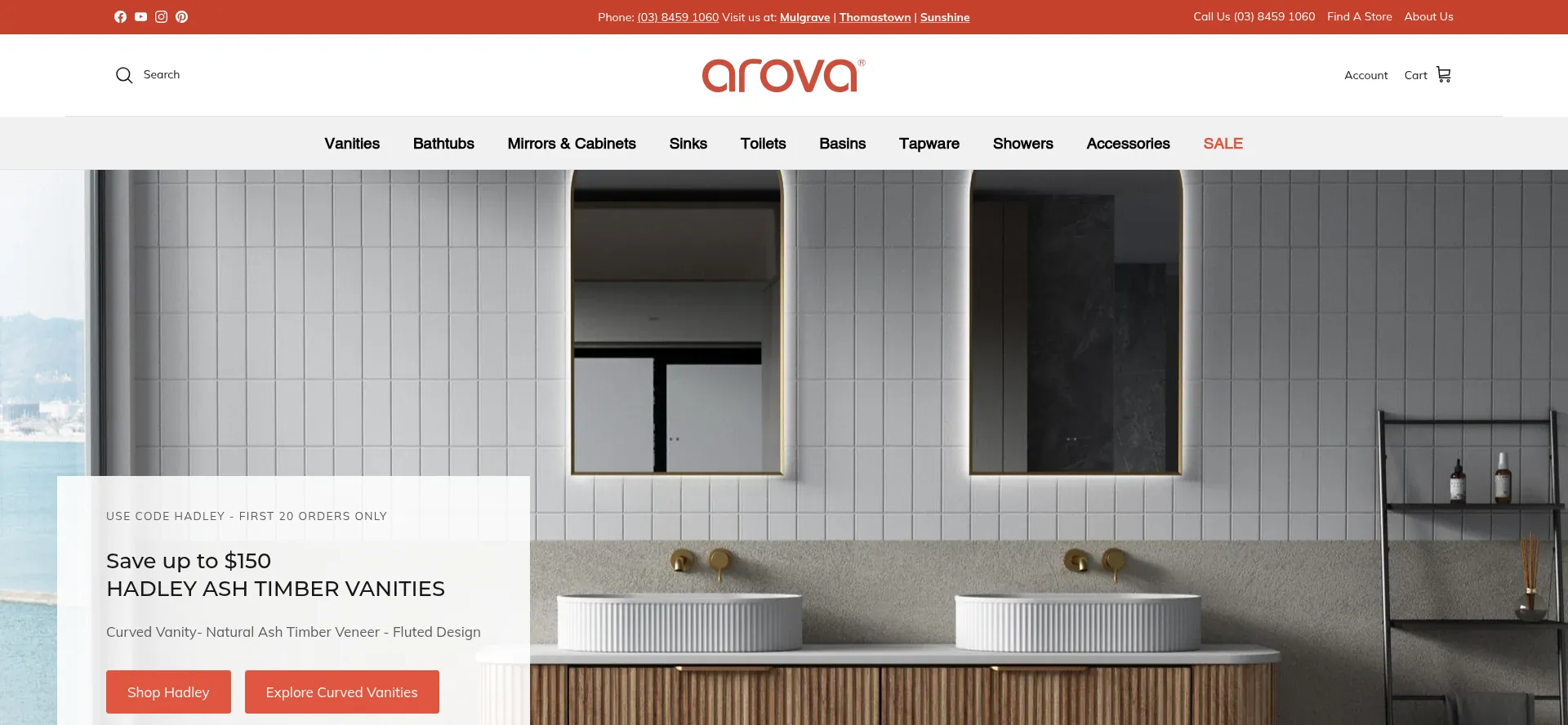 Website screenshot of Arova.com.au