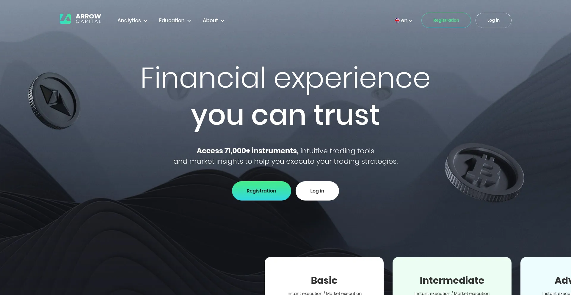 Website screenshot of Arrowcapitalmgmt.com