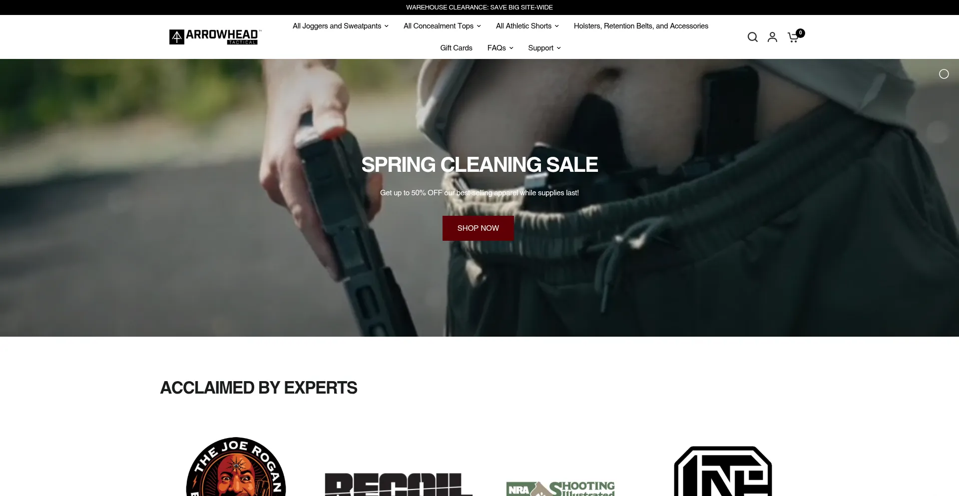 Website screenshot of Arrowheadtacticalapparel.com