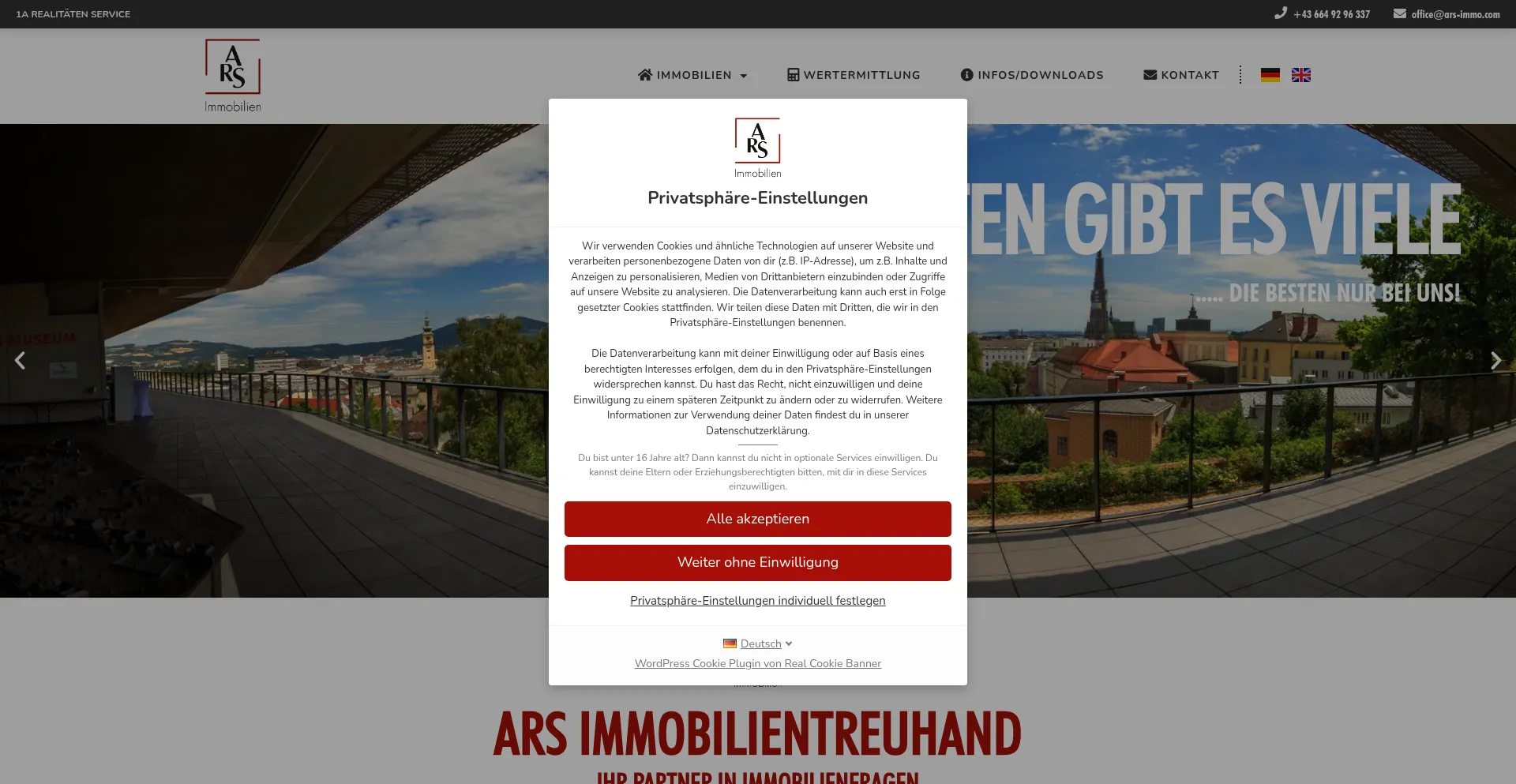 Website screenshot of Ars-immo.com