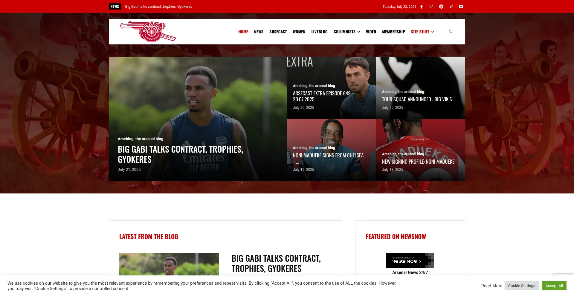 Website screenshot of Arseblog.com
