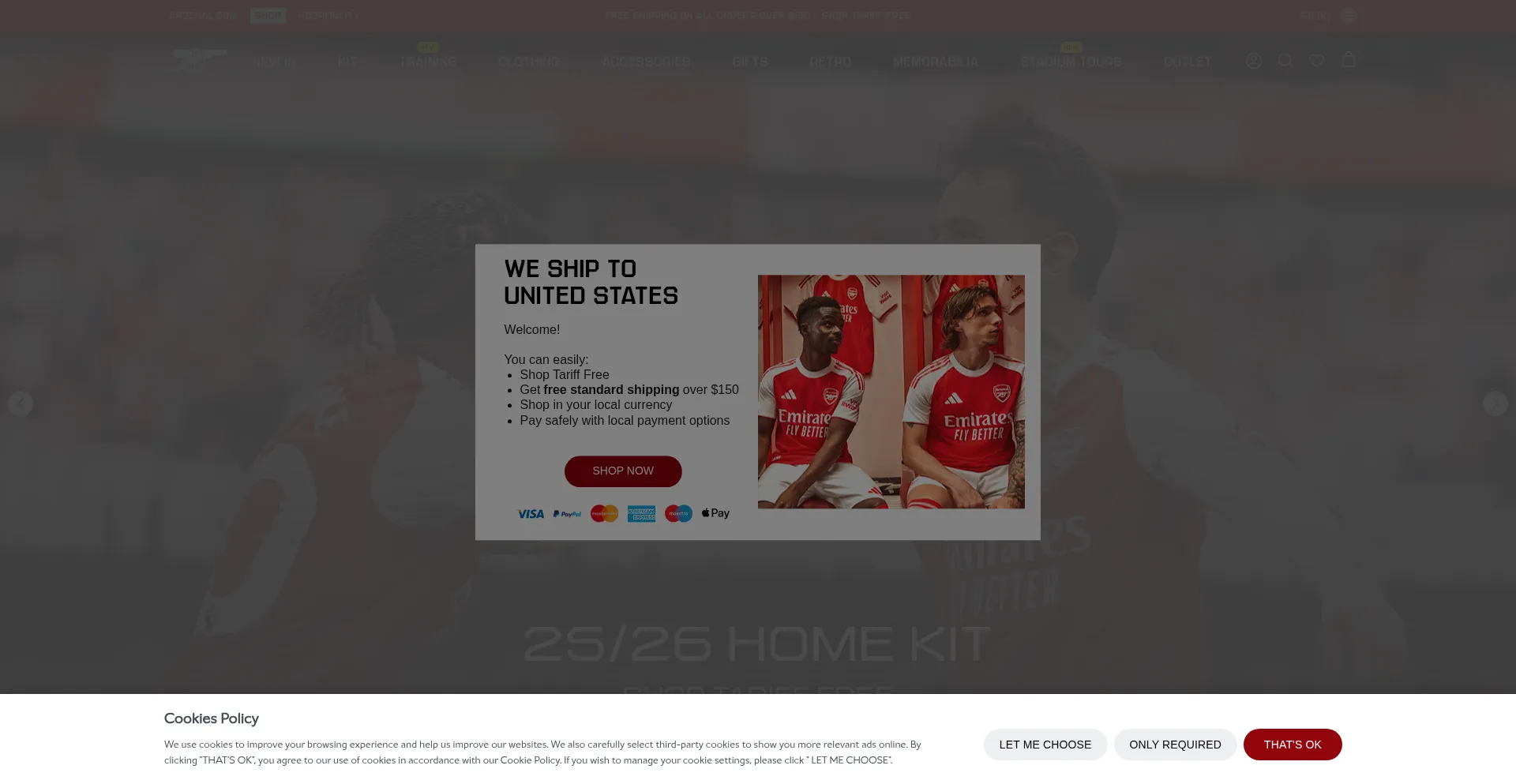 Arsenaldirect.arsenal.com Screenshot