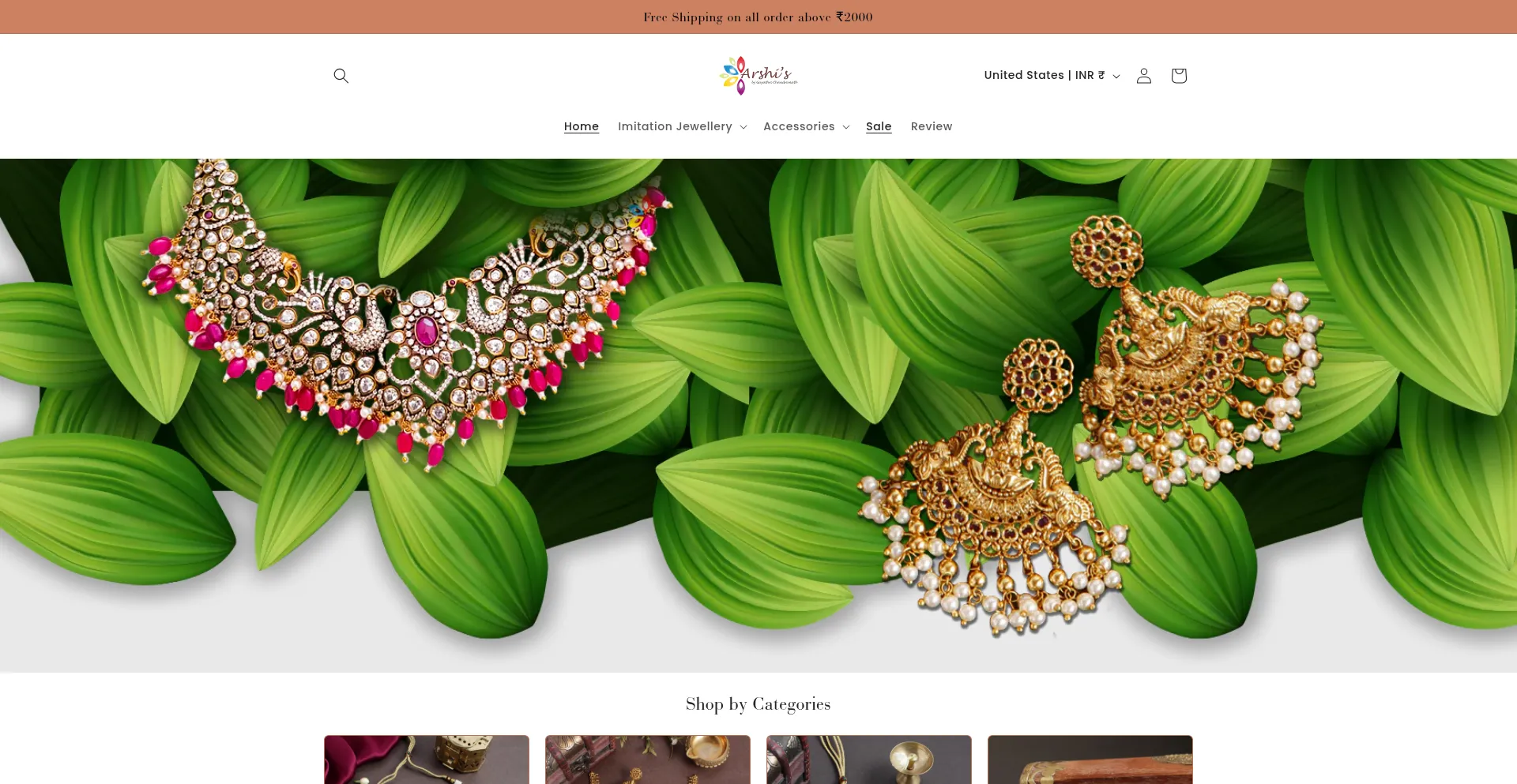 Website screenshot of Arshis.in