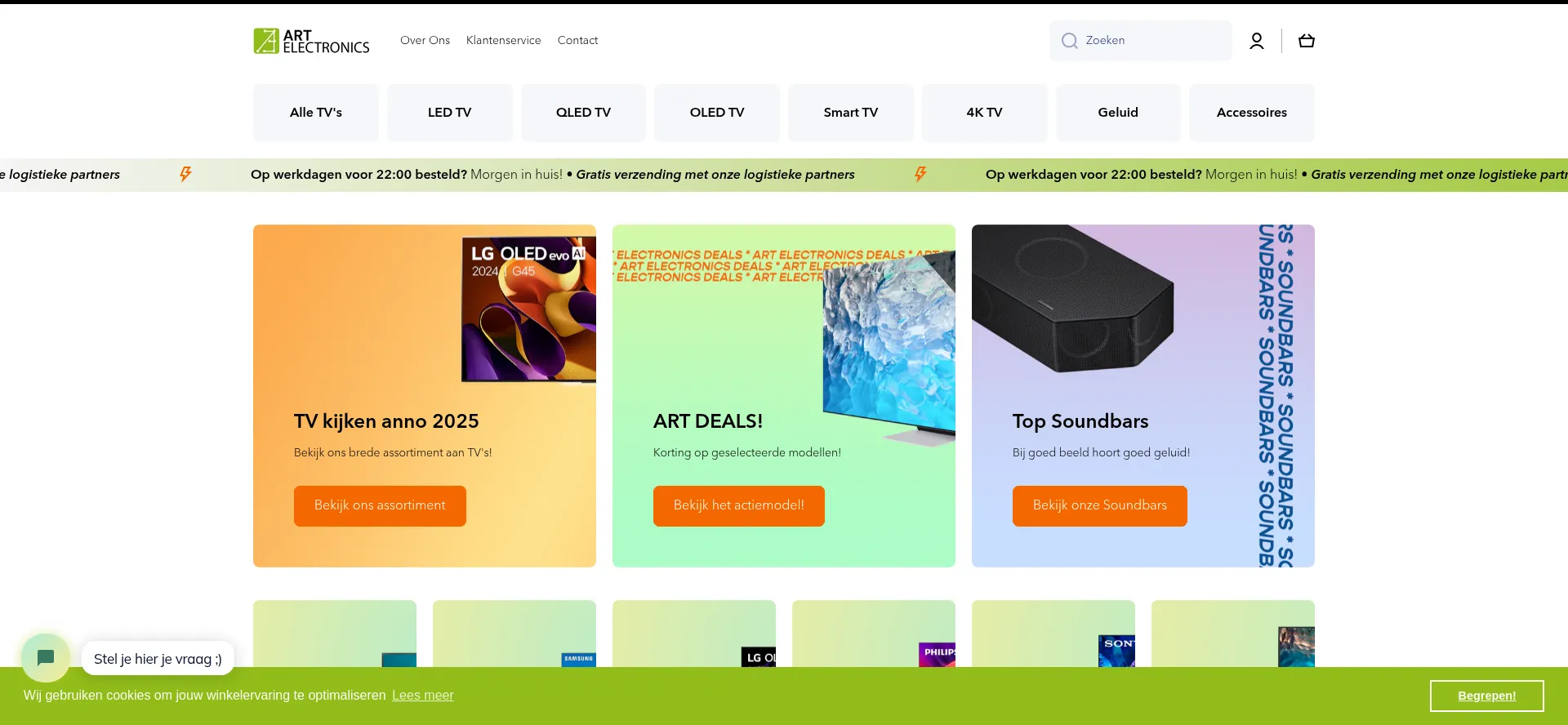 Website screenshot of Artelectronics.nl