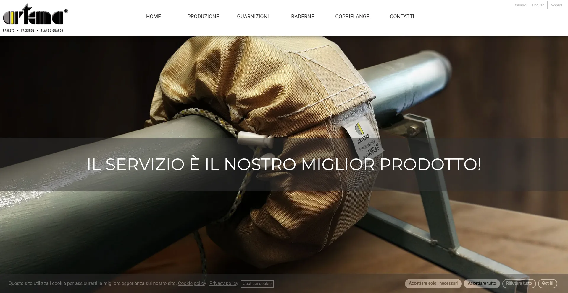 Website screenshot of Artemagaskets.it