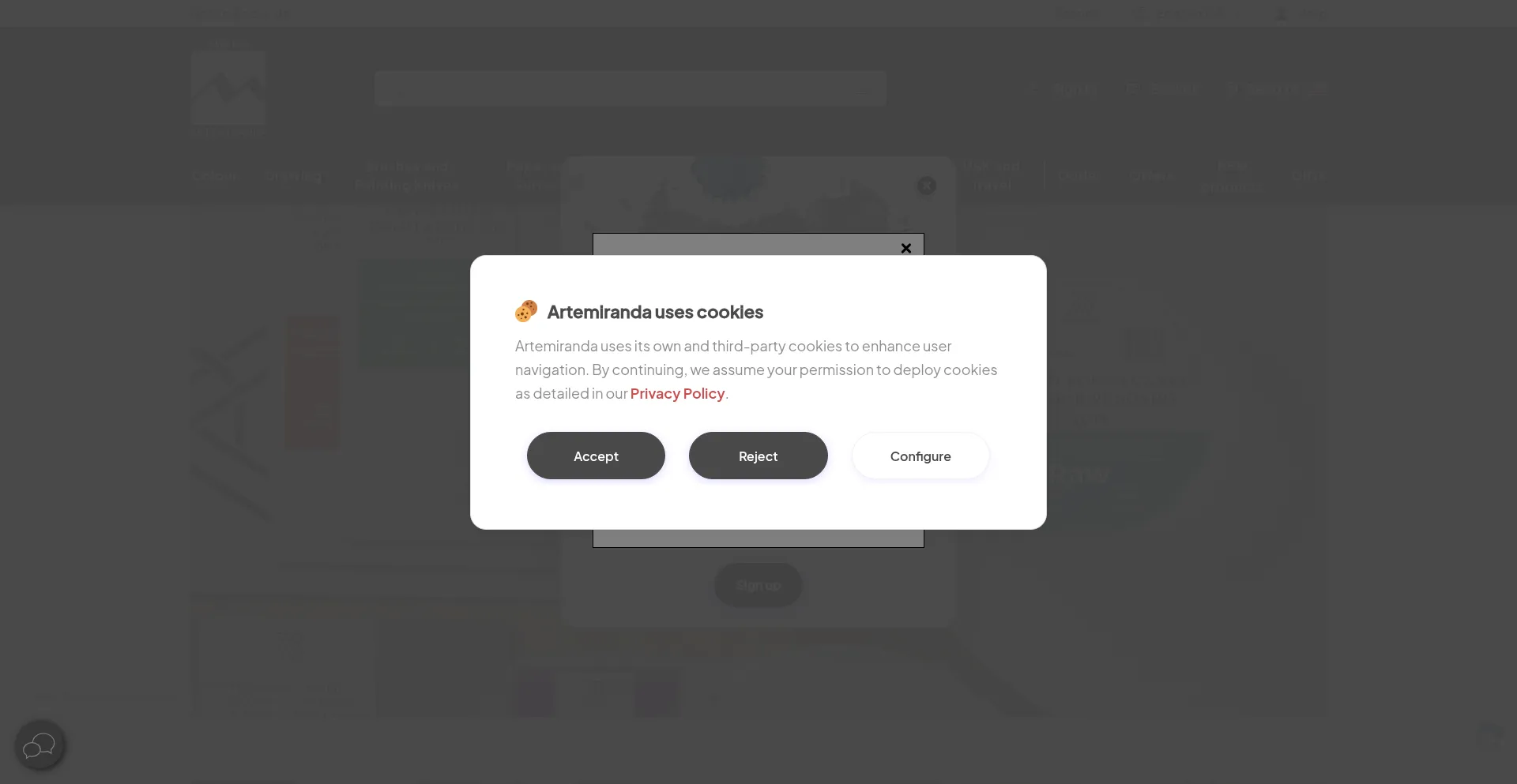 Website screenshot of Artemiranda.com