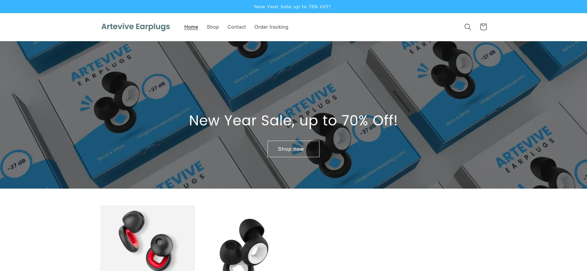 Website screenshot of Arteviveearplugs.com