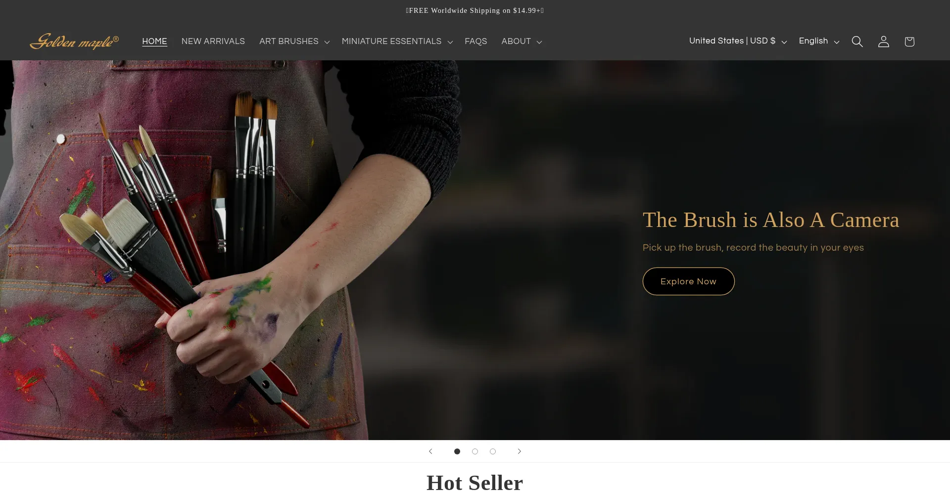 Website screenshot of Artgoldenmaple.com