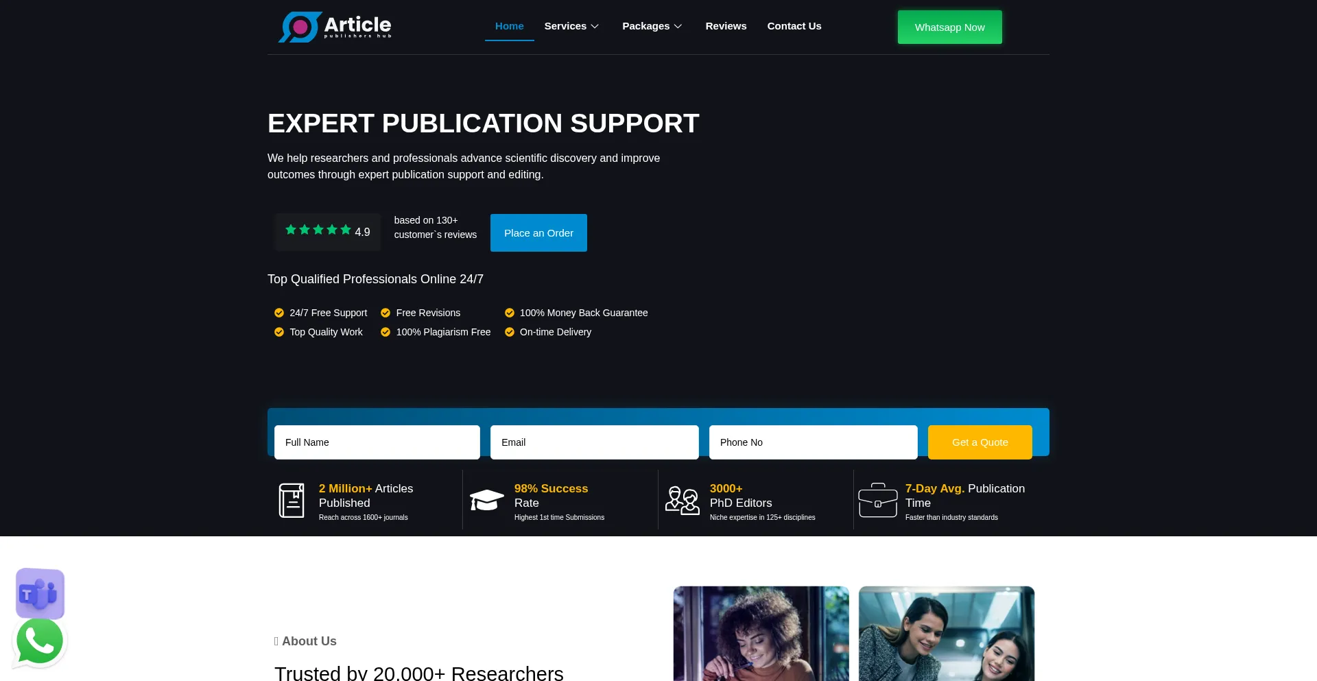 Website screenshot of Articlepublishershub.co.uk