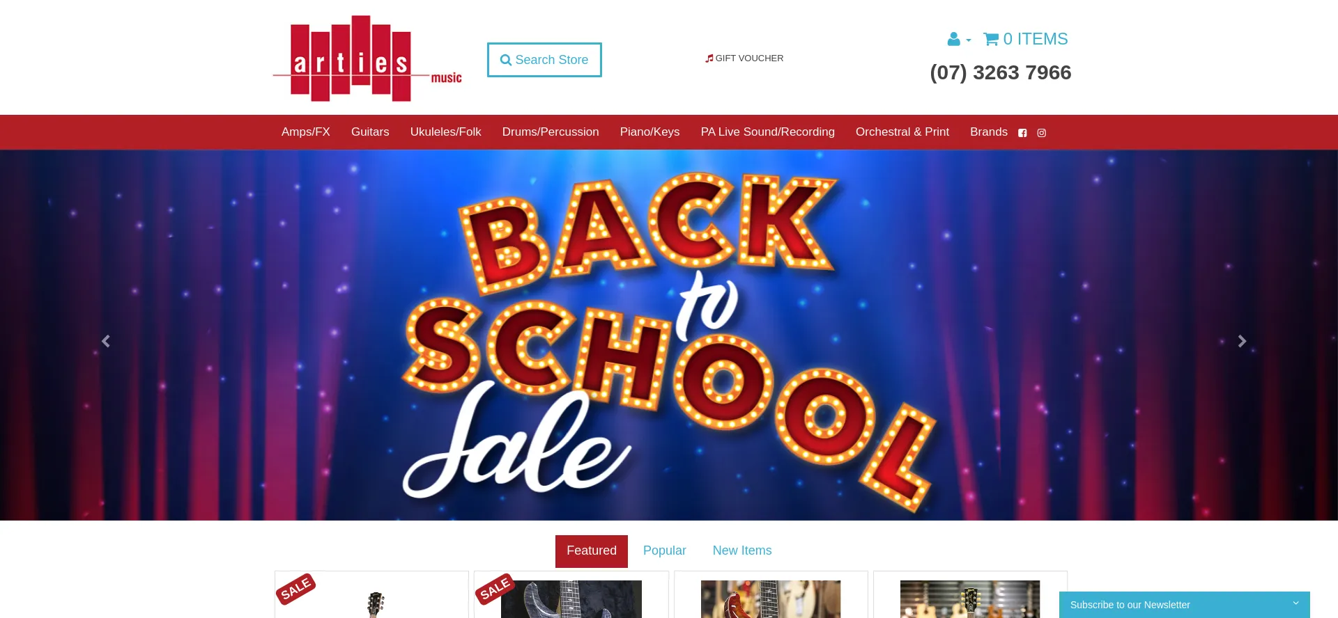 Website screenshot of Artiesmusic.com.au