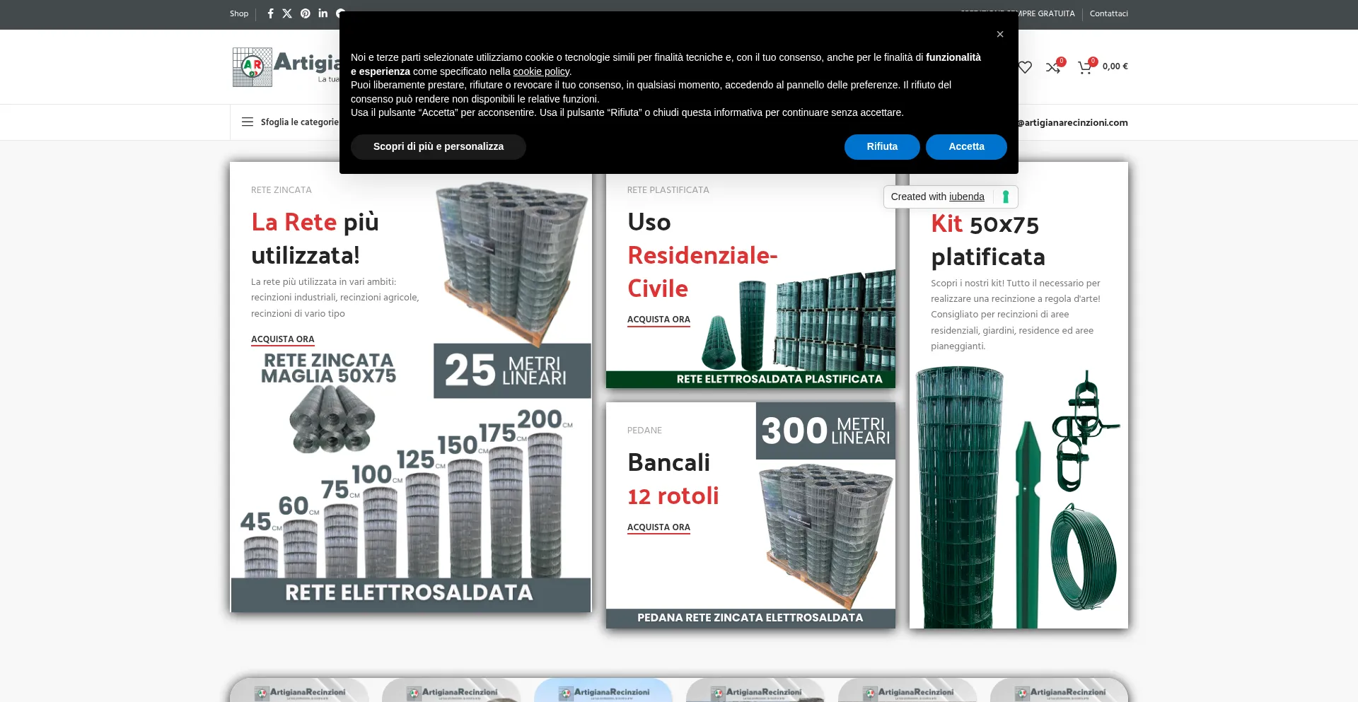 Website screenshot of Artigianarecinzioni.com
