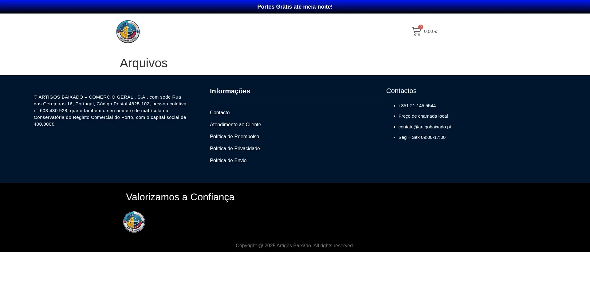 Website screenshot of Artigosbaixado.pt