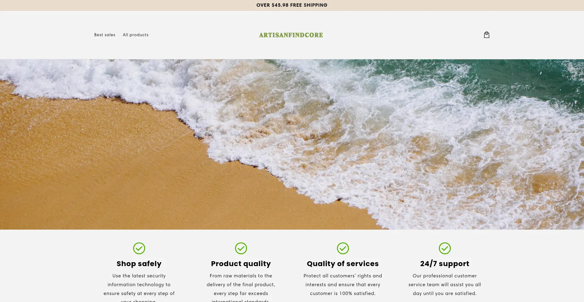Website screenshot of Artisanfindcore.com