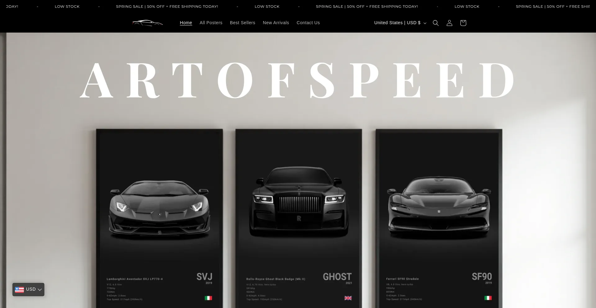 Website screenshot of Artofspeedofficial.com