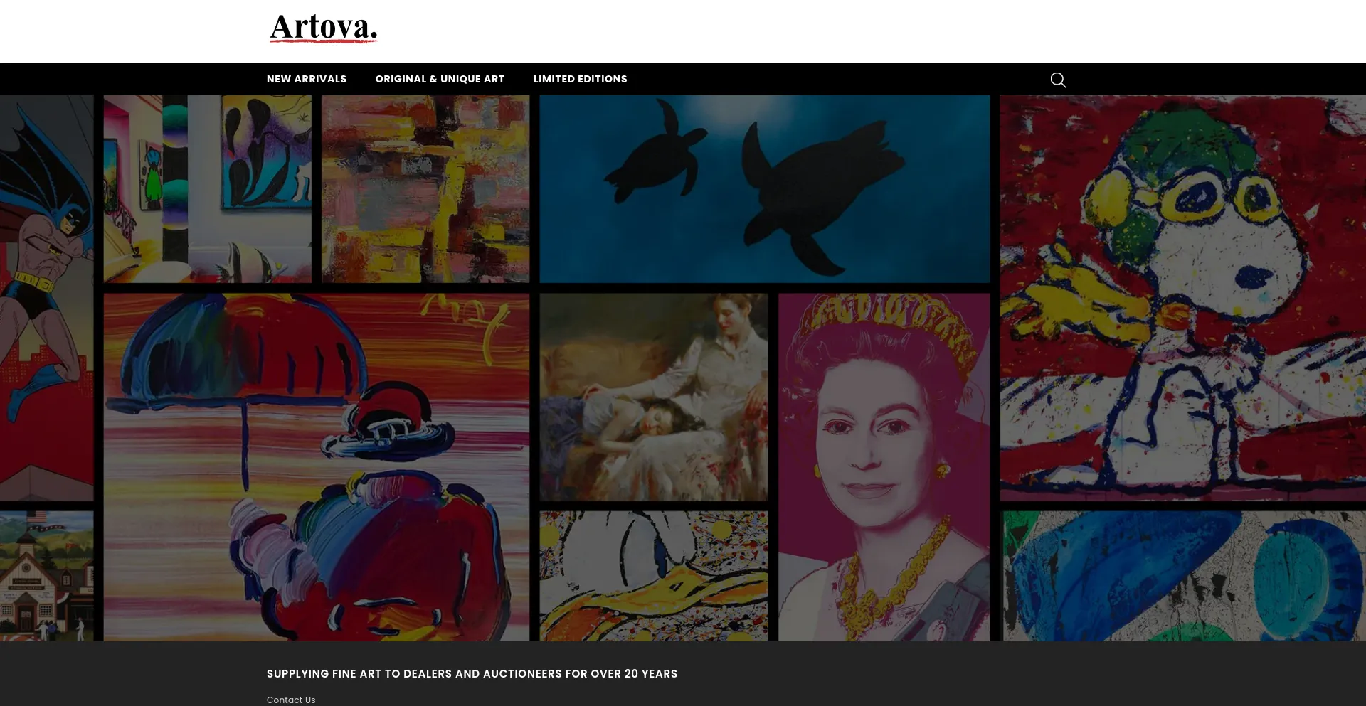 Website screenshot of Artova.com