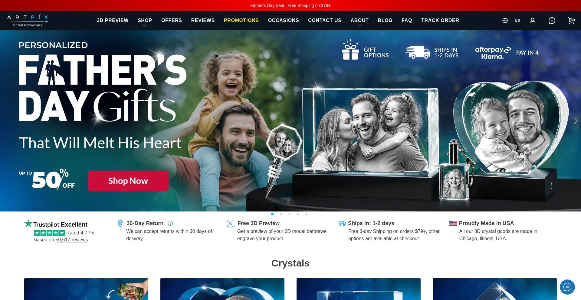 Website screenshot of Artpix3d.com