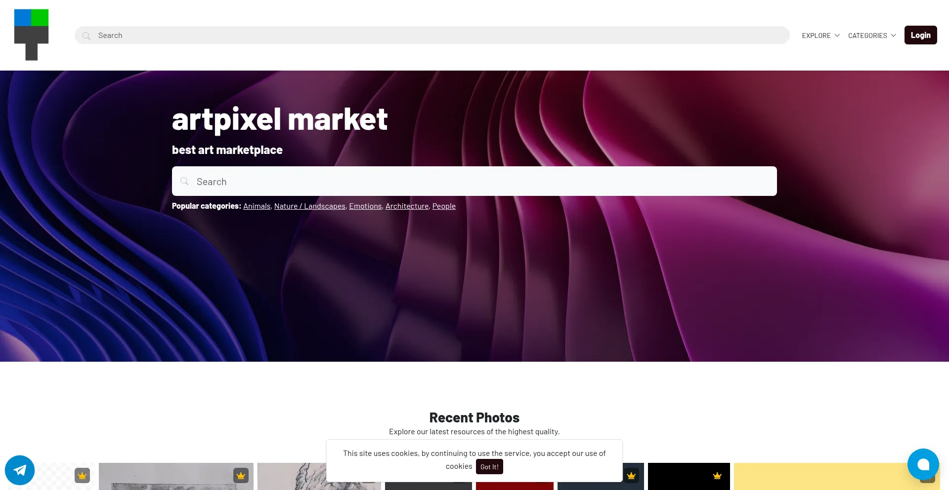 Website screenshot of Artpixmarket.pro