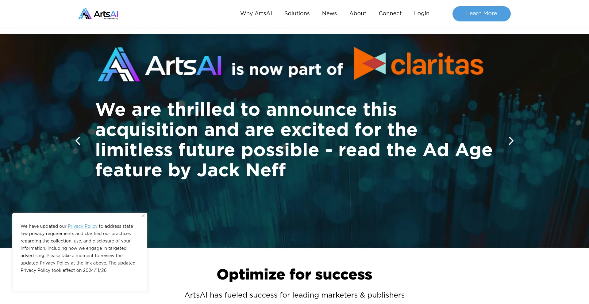 Website screenshot of Artsai.com