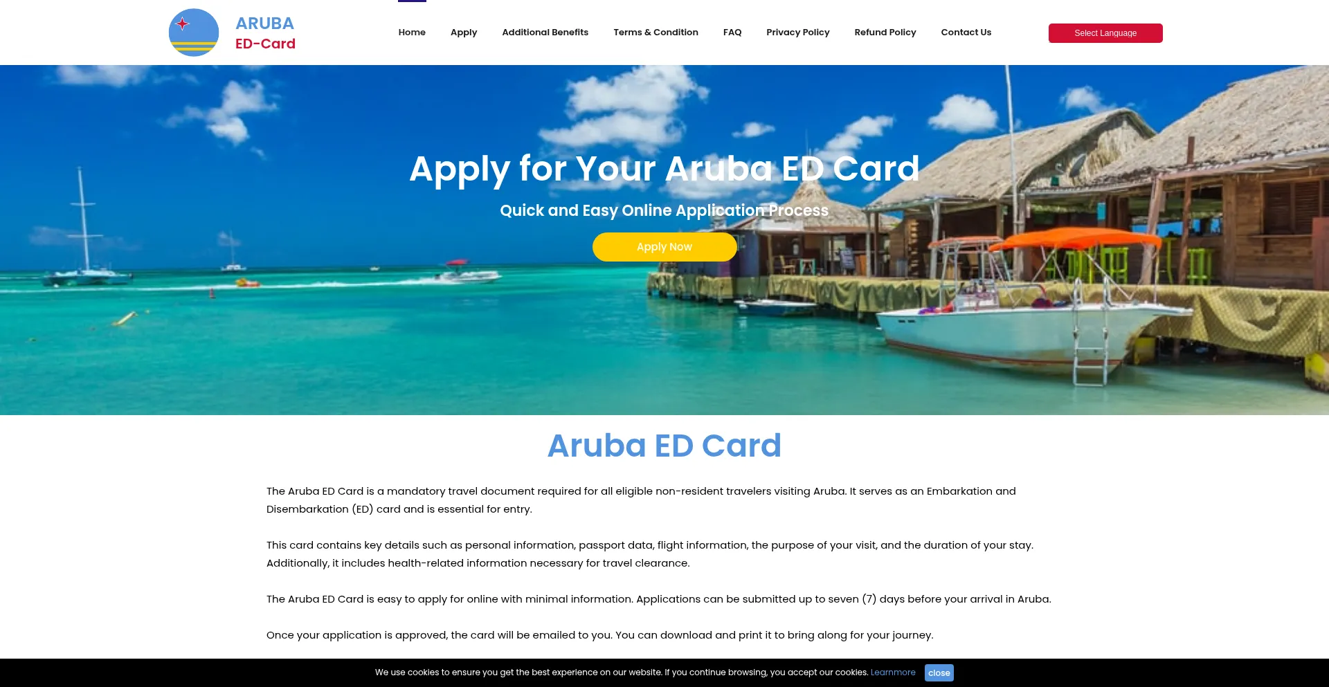Website screenshot of Aruba-edcard.online