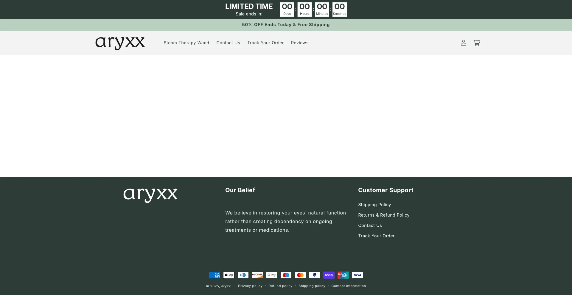 Website screenshot of Aryxx.com