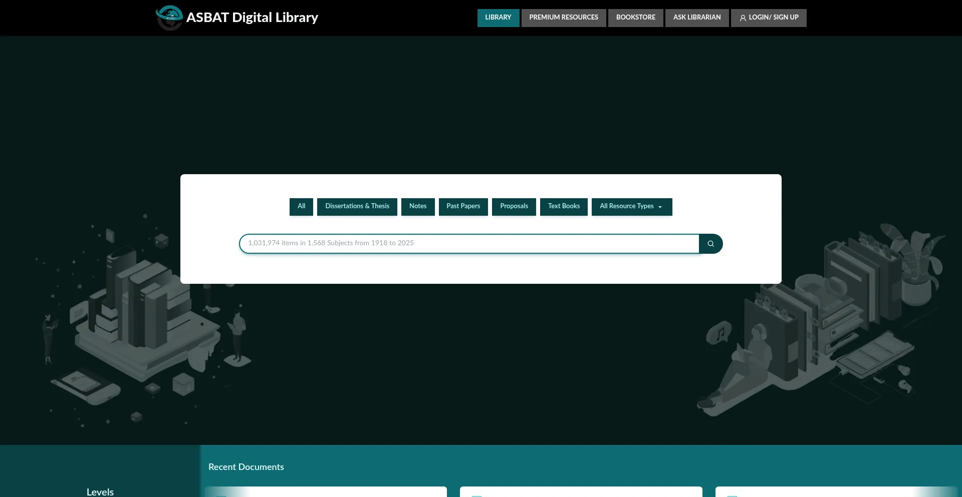 Website screenshot of Asbatdigitallibrary.org