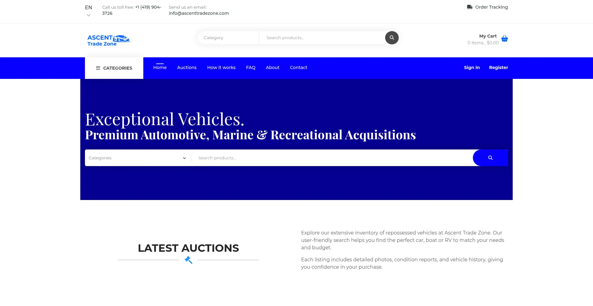 Website screenshot of Ascenttradezone.com