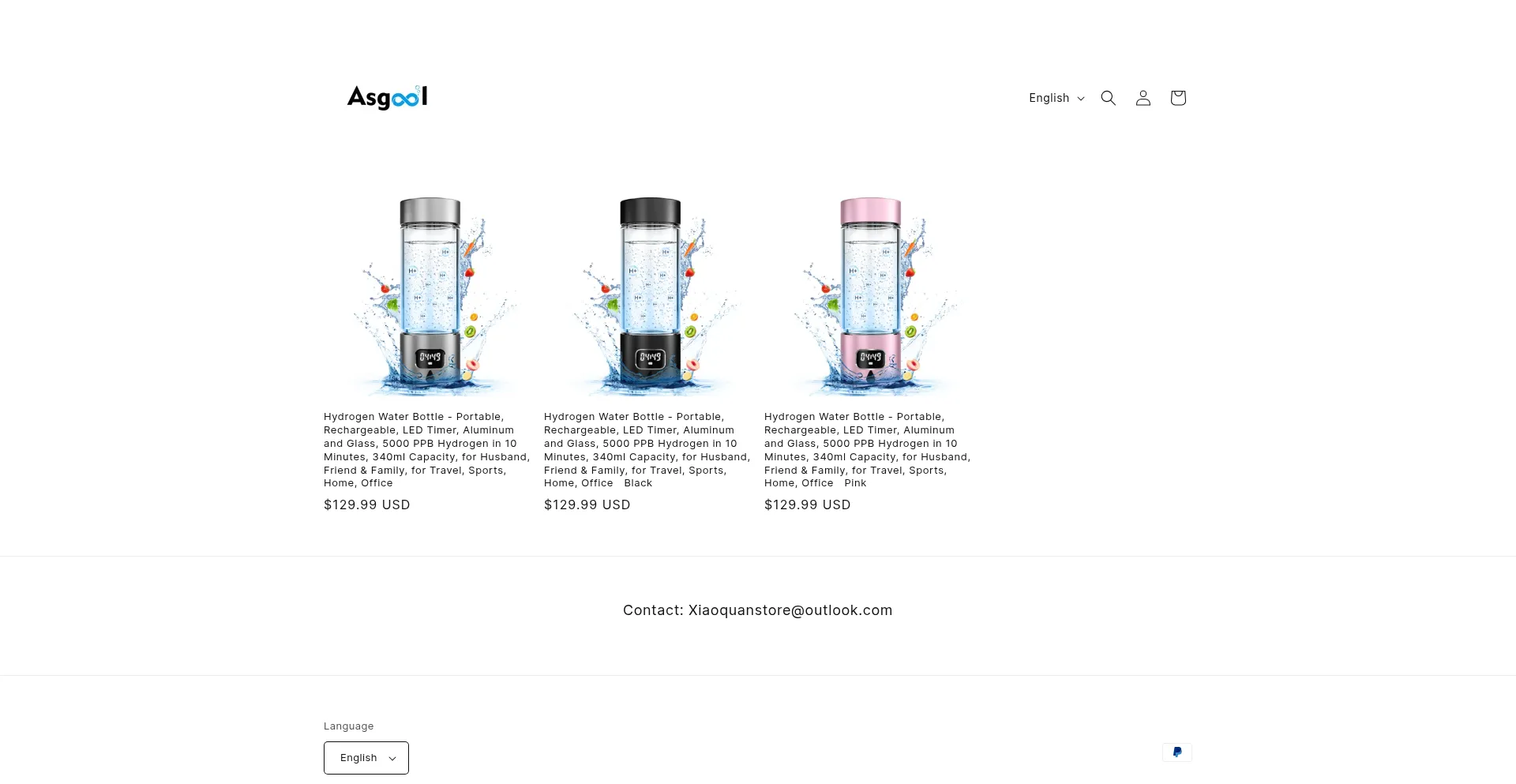 Website screenshot of Asgool.store