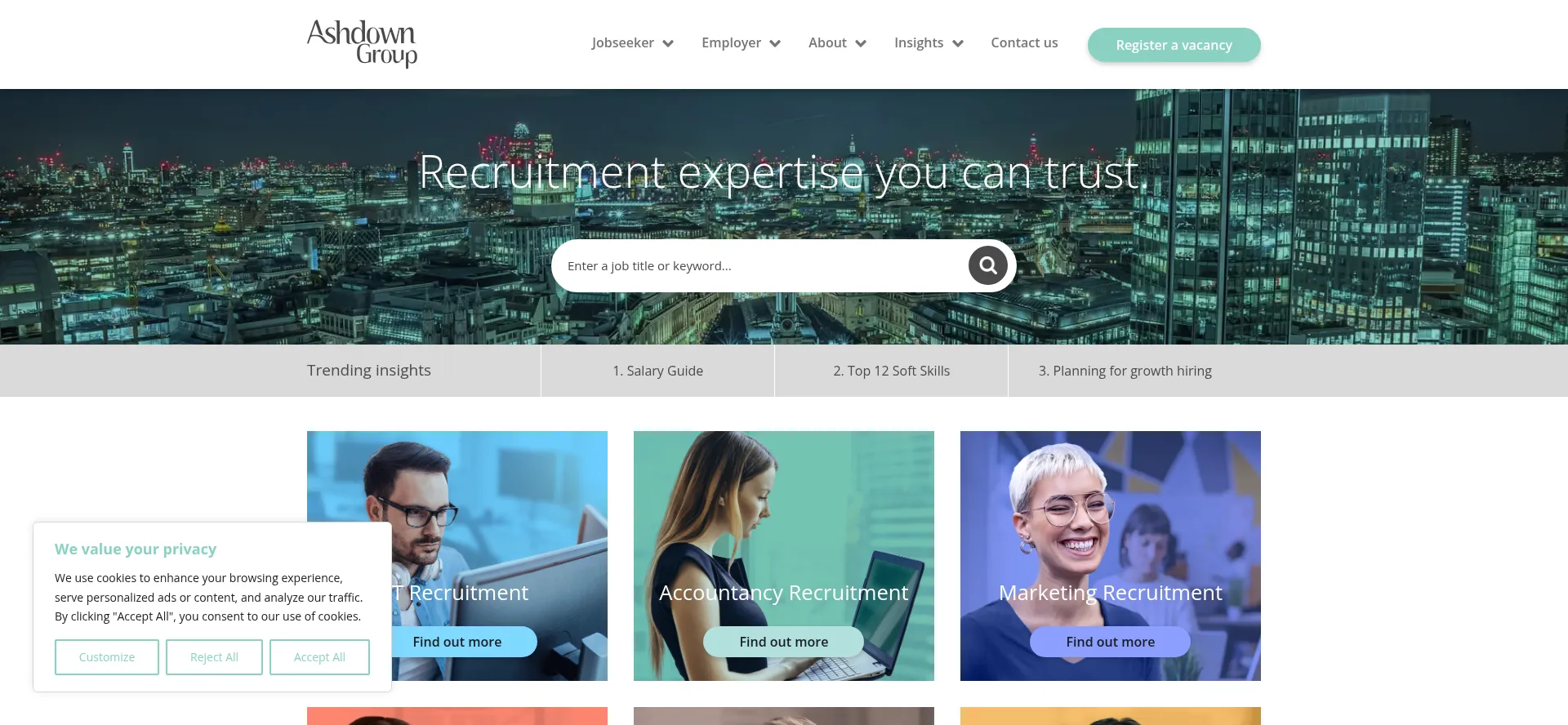Website screenshot of Ashdowngroup.com