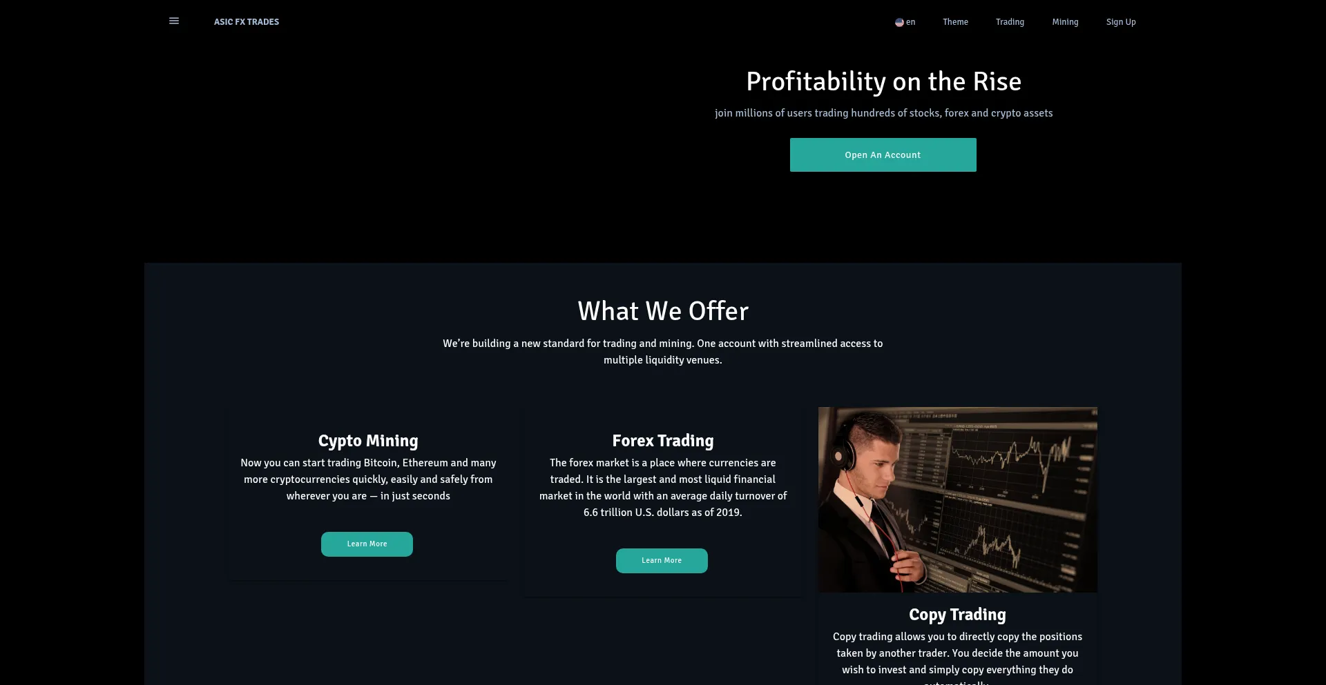 Website screenshot of Asicfxtrades.com