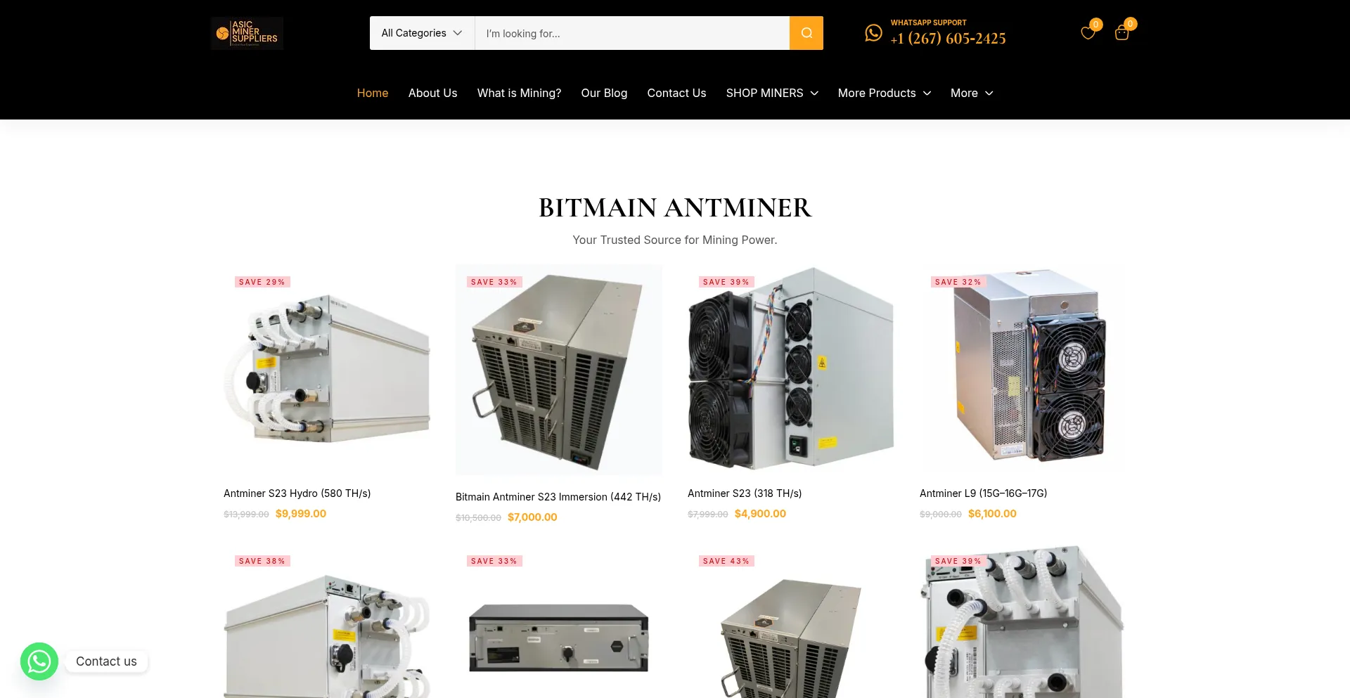 Website screenshot of Asicminershopforall.com