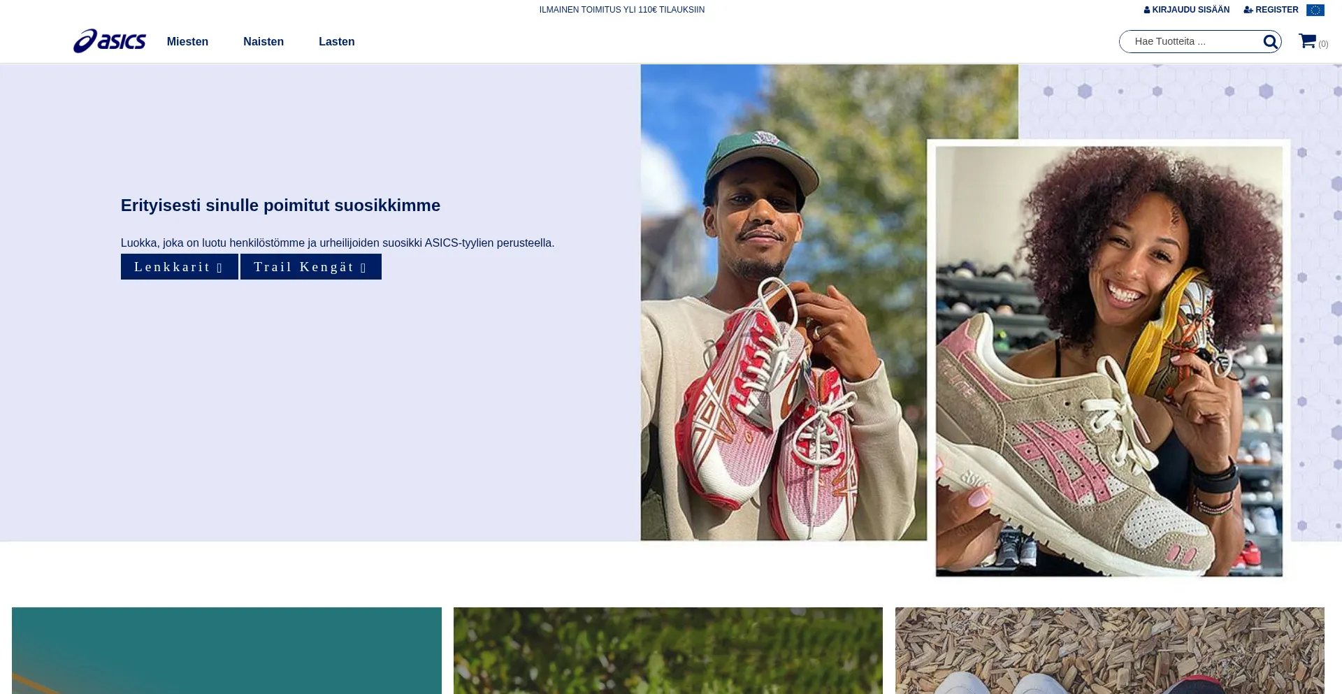 Website screenshot of Asics-suomi.com