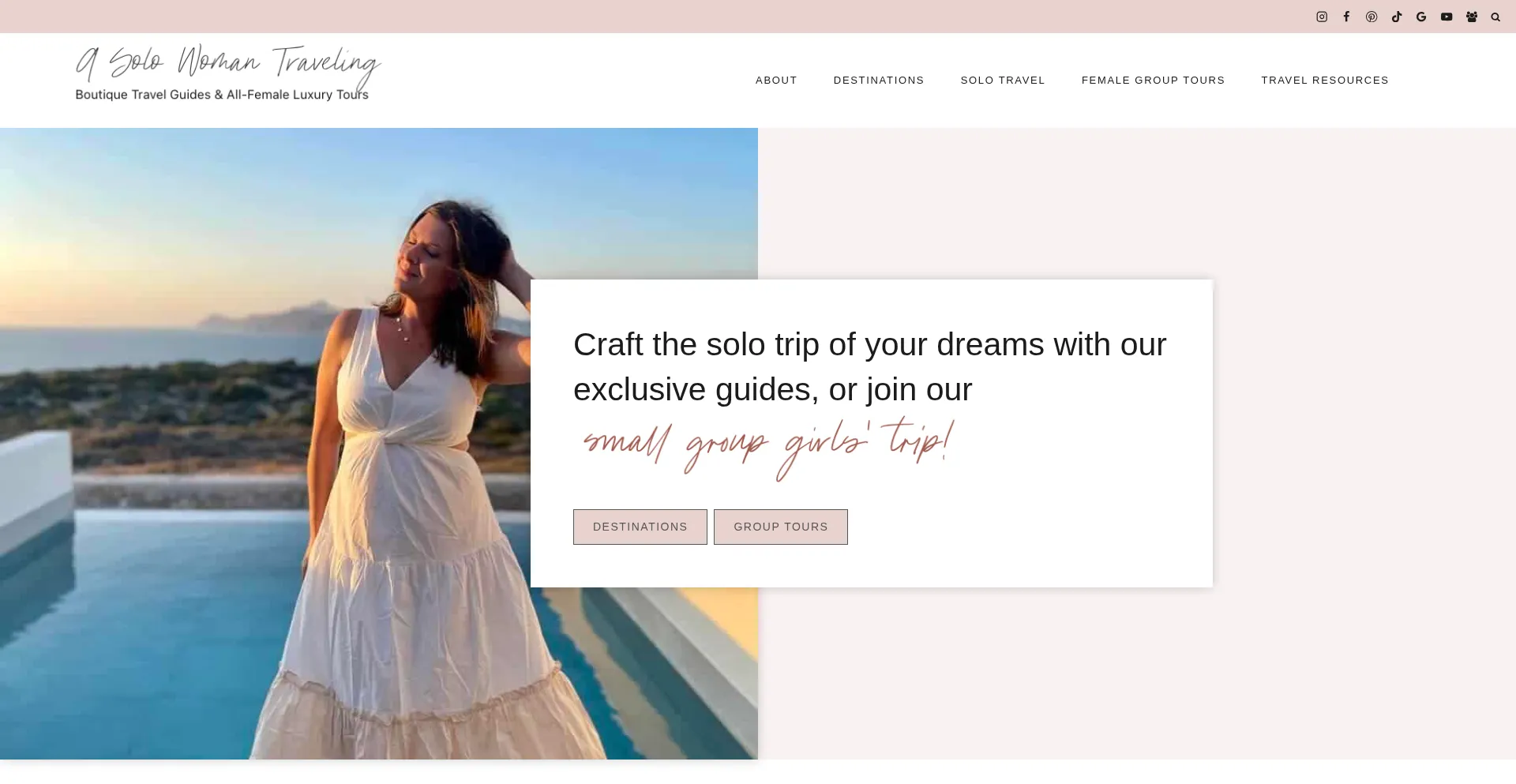 Website screenshot of Asinglewomantraveling.com